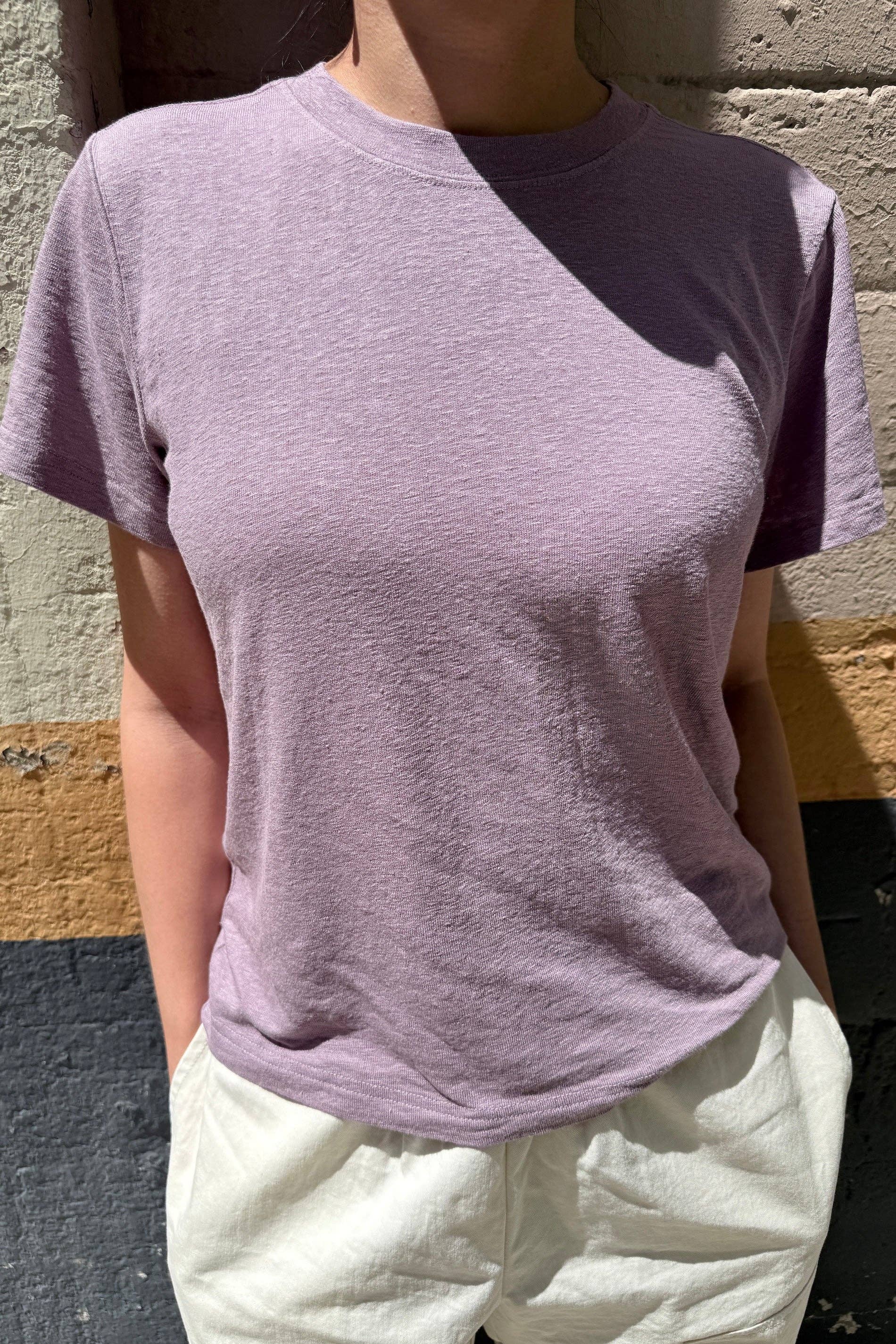 Bo Linen Blend Tee in Lavender — Le Bon Shoppe