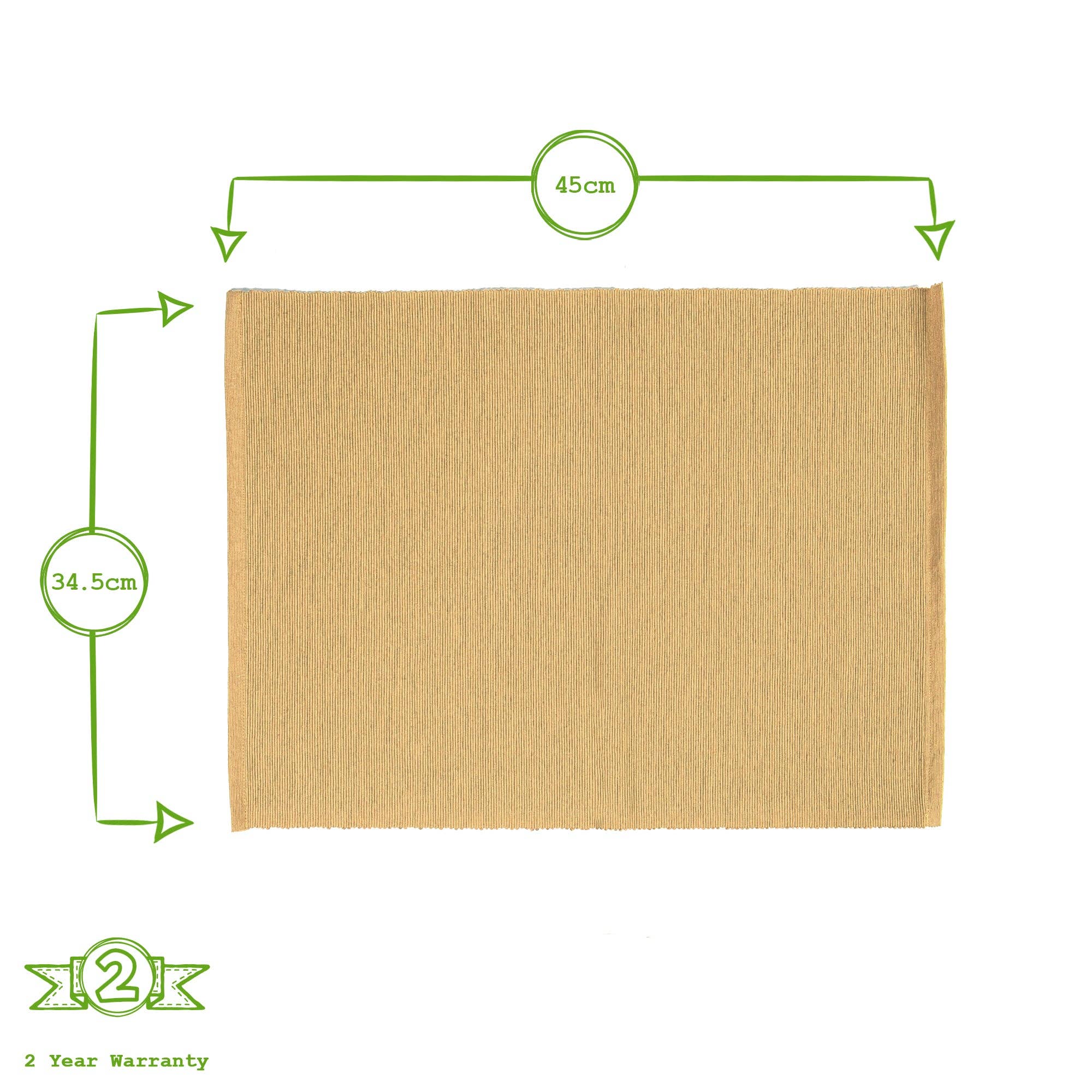 Ribbed Cotton Placemat Pack of 6 - Gold