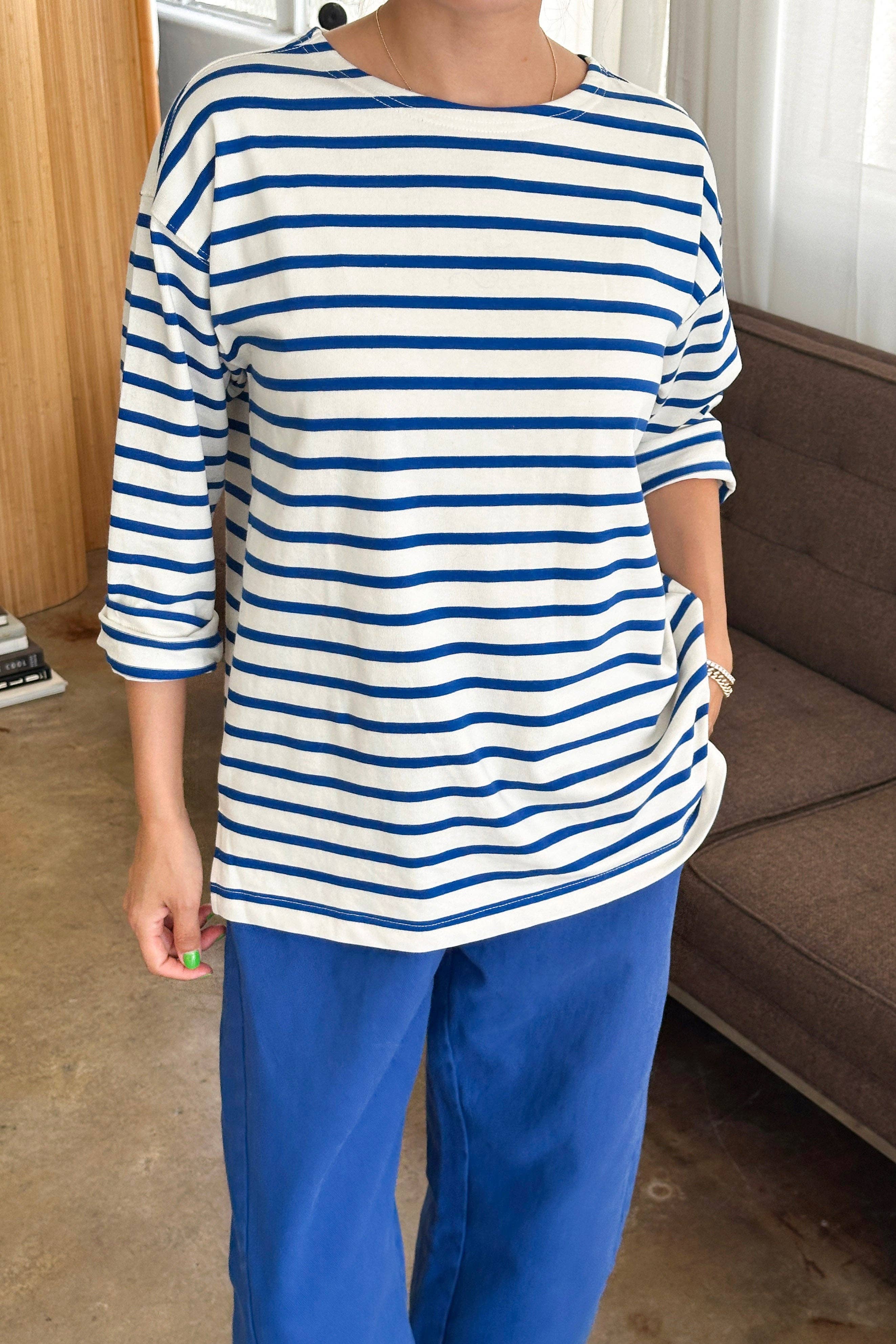 Marseille Top : Navy Stripe On Cream - Le Bon Shoppe