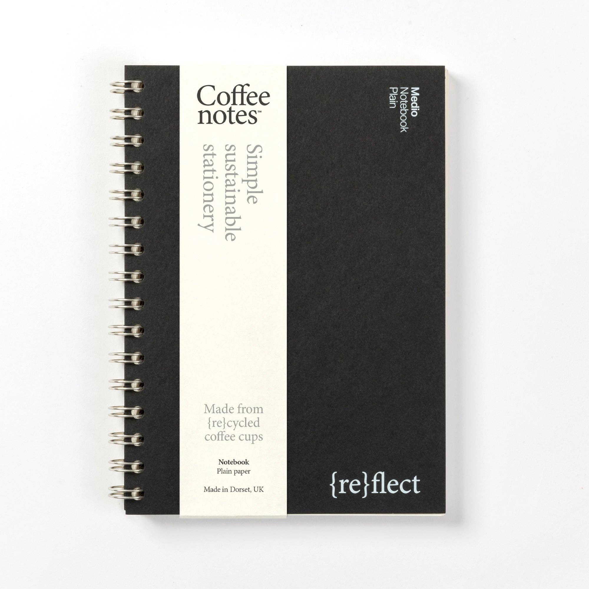 Black Wirebound Notebook (Plain): Medio