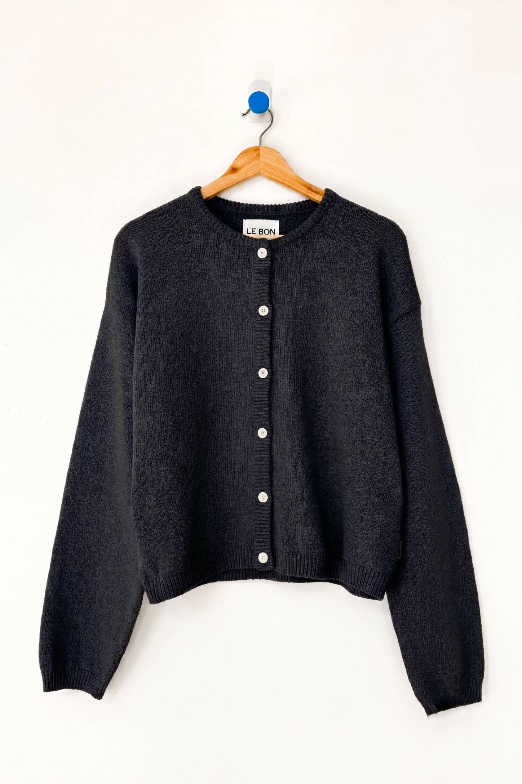 Cotton Leila Cardigan (3XS/S - 2M/L): Black (3XS/S - 2M/L)