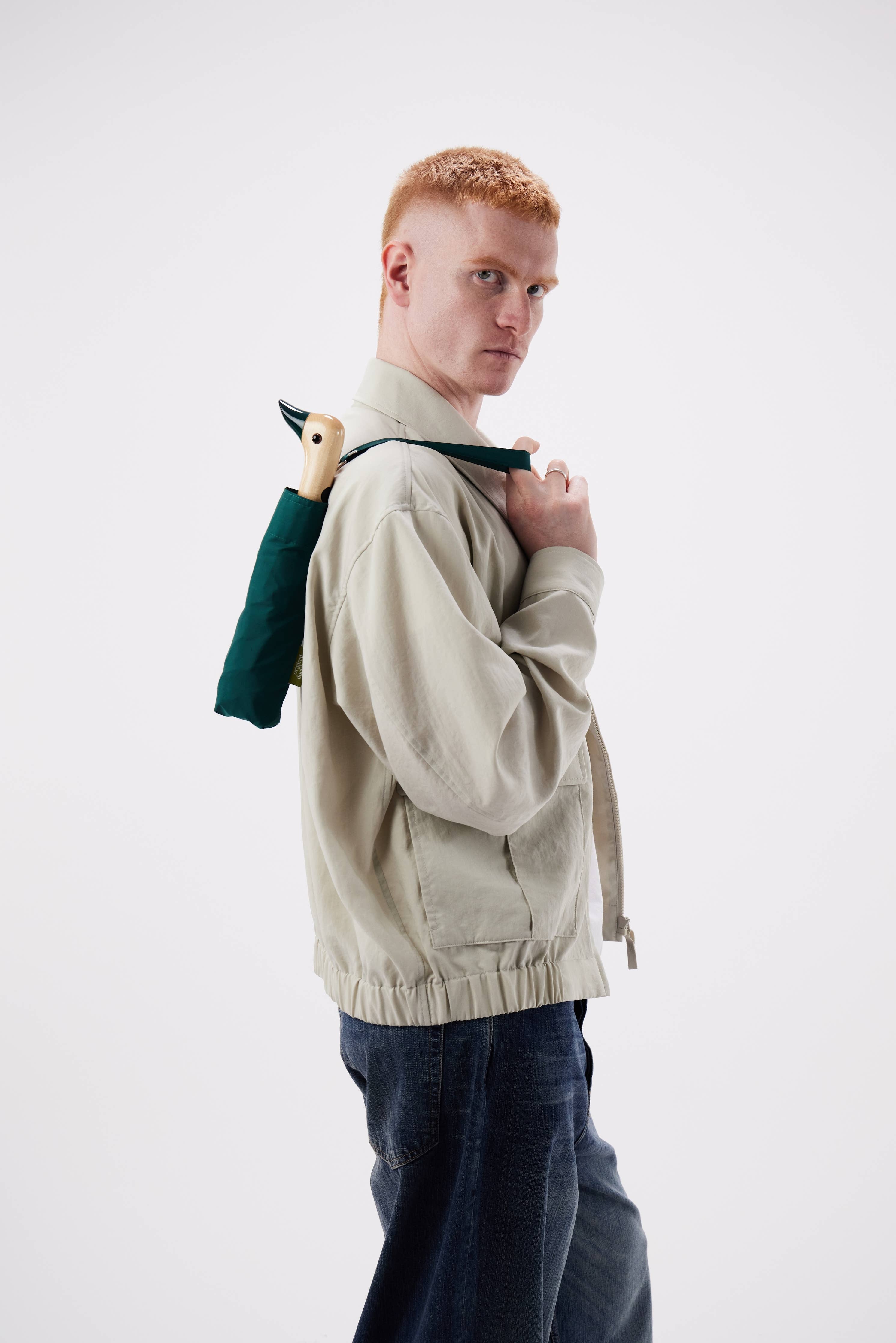 Forest Green Compact Eco-Friendly Duckhead Umbrella