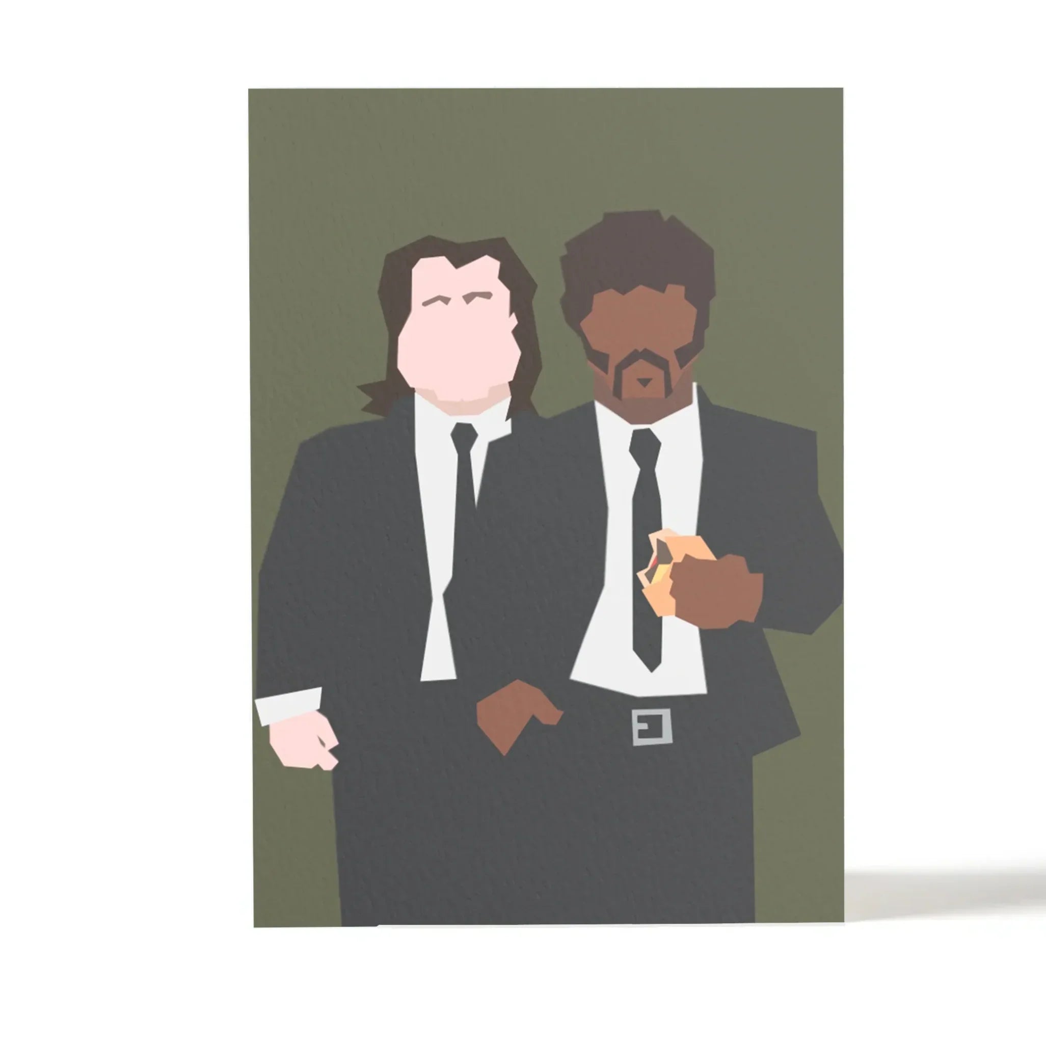 Yeye Weller art print, minimal illustration, textured paper, olive and black colors