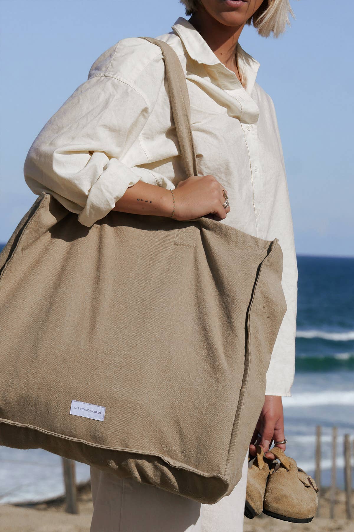 Les Pensionnaires Organic Cotton Tote Bag – Sand Beige