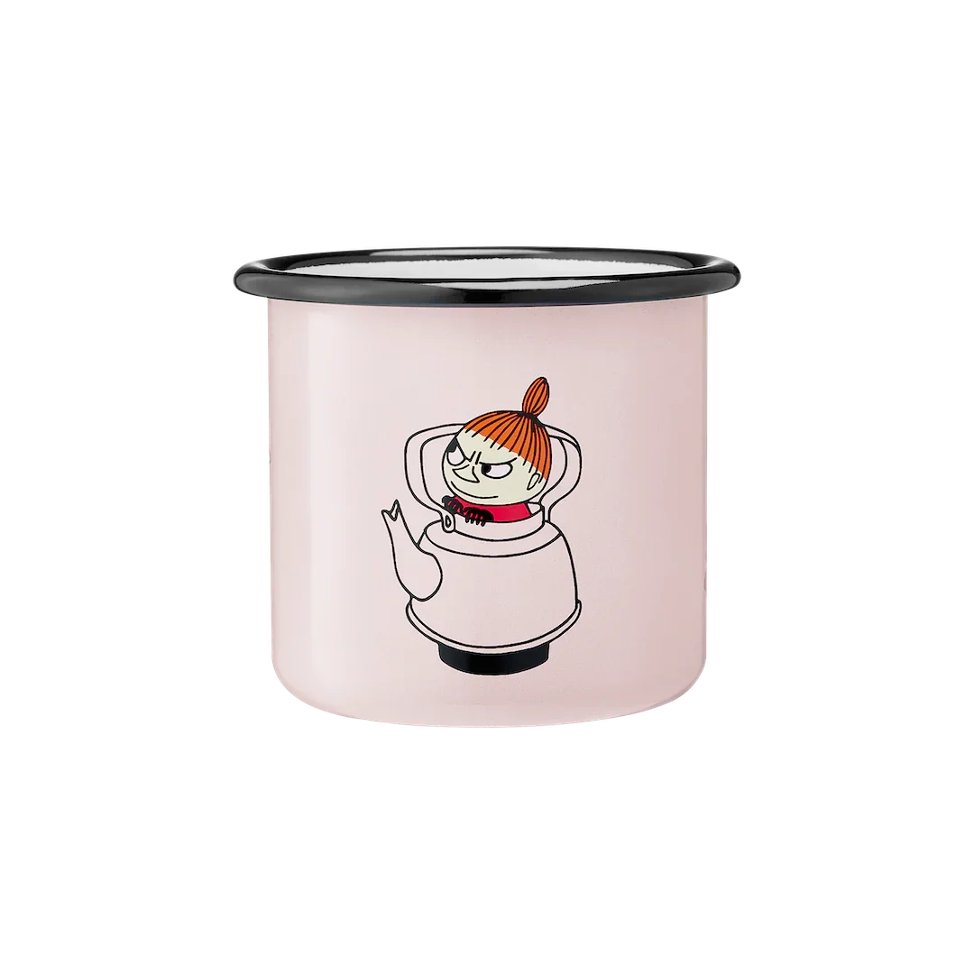 Muurla enamel mug pink with Little My Moomin character illustration