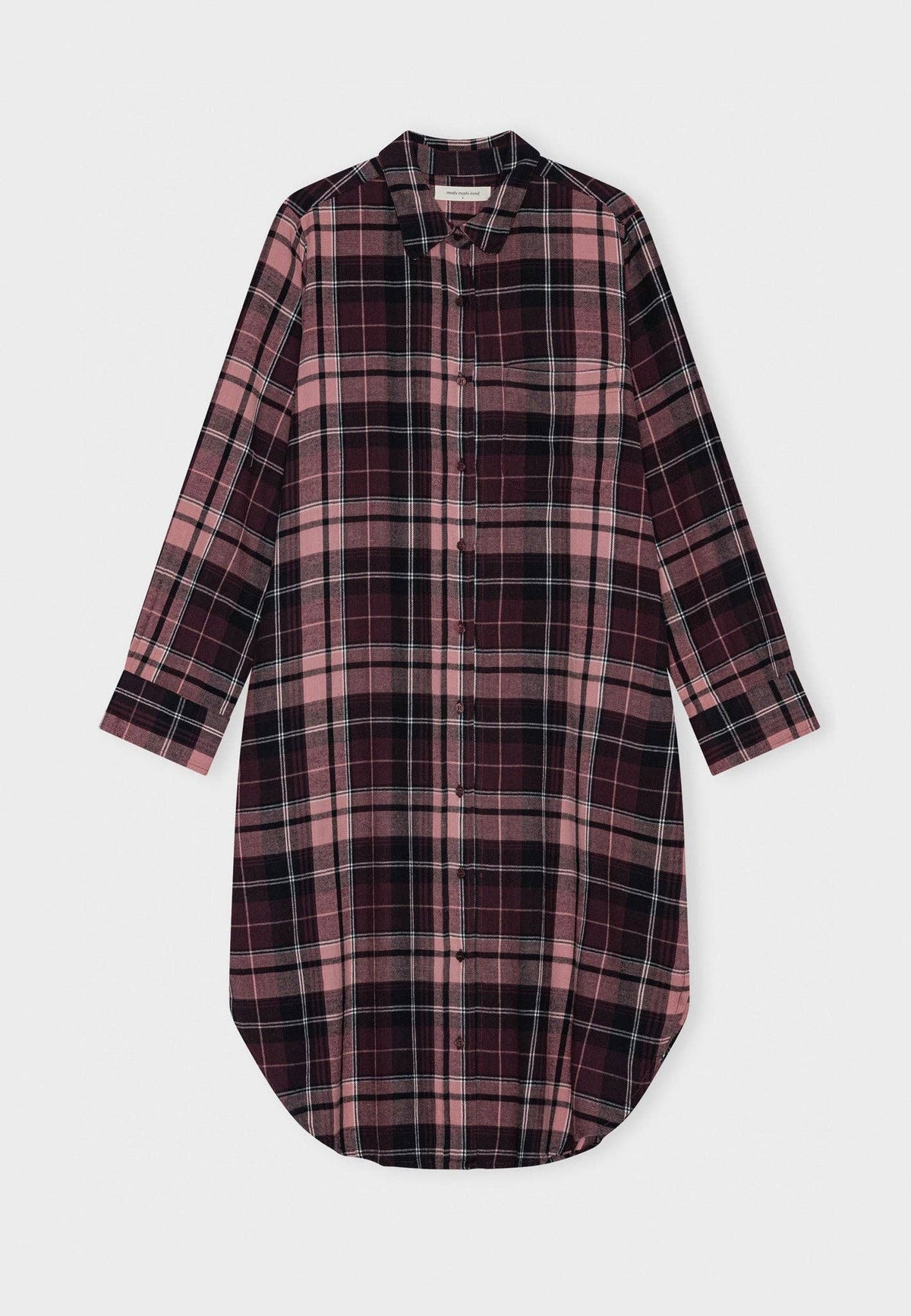 Reason shirtdress check: Burgundy / rose / XS