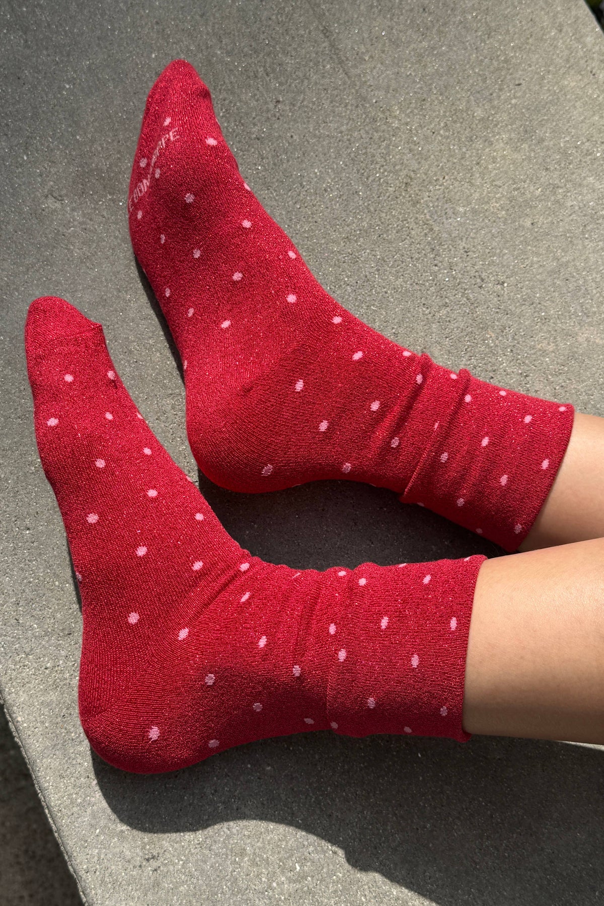 Le Bon Shoppe Lurex Patterned Sneaker Socks – Polka Dot