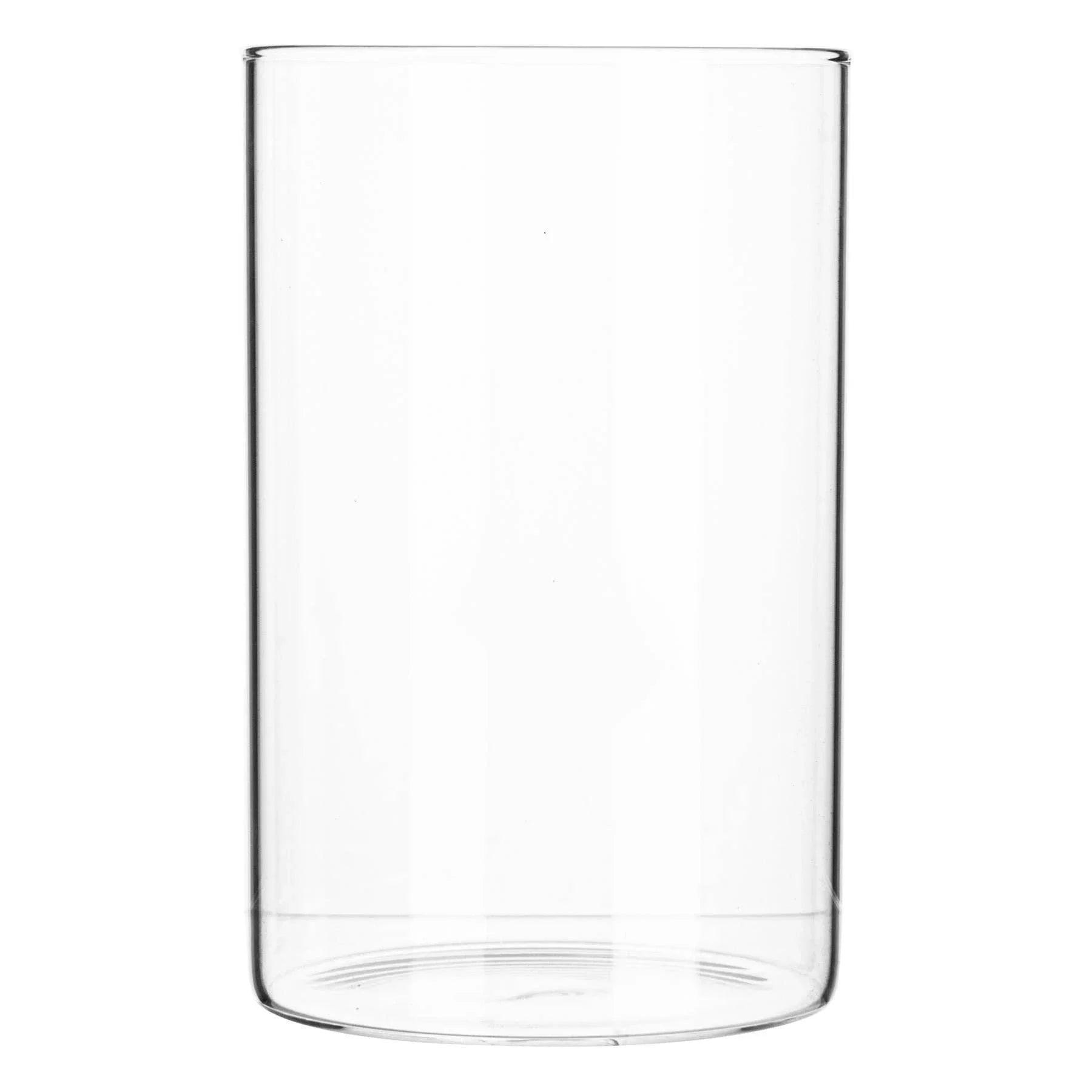 Fellow clear borosilicate glass tumbler, minimalist premium drinkware on white background