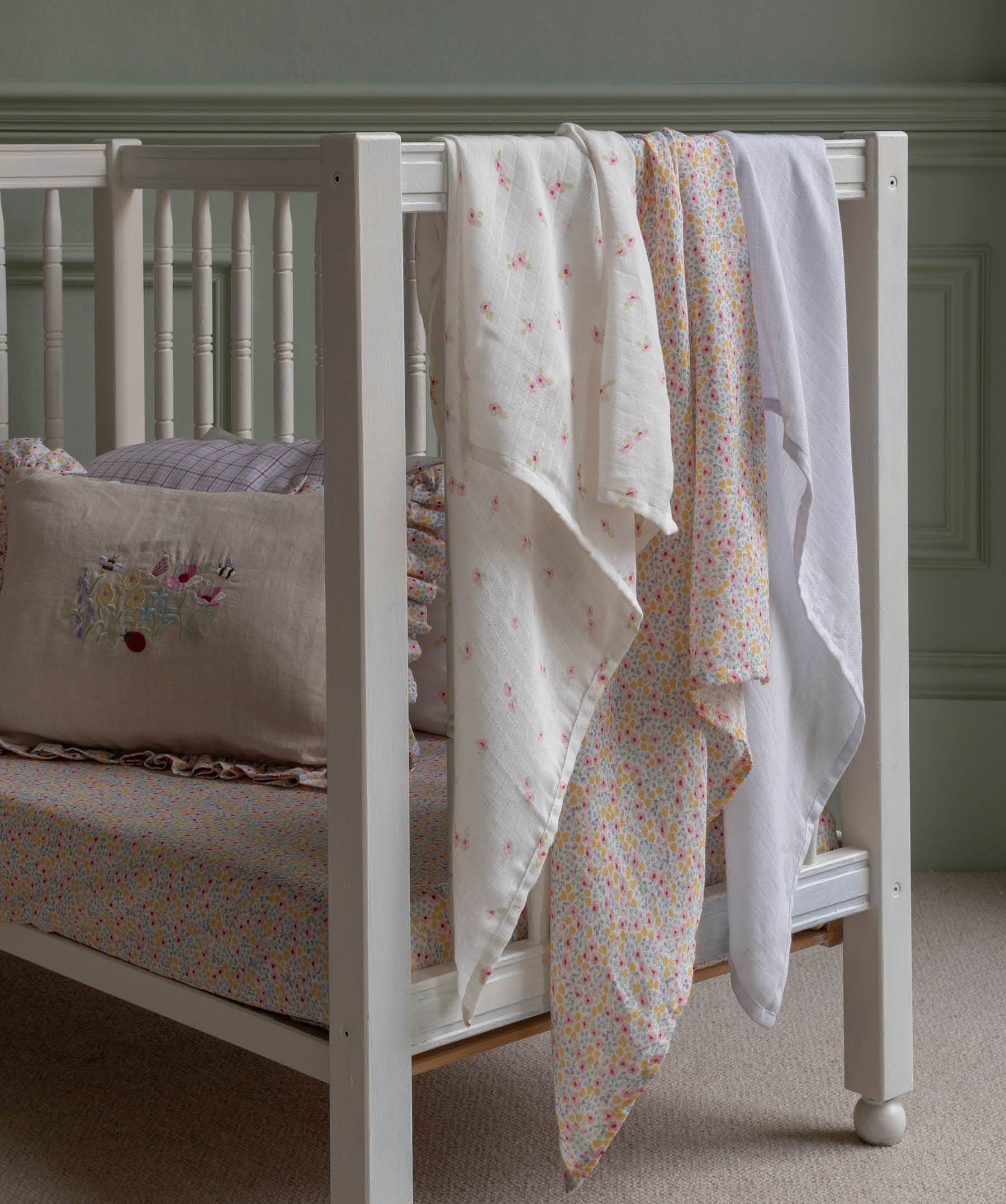 Avery Row Organic Baby Muslins, Set of 3 - Wildflower Garden