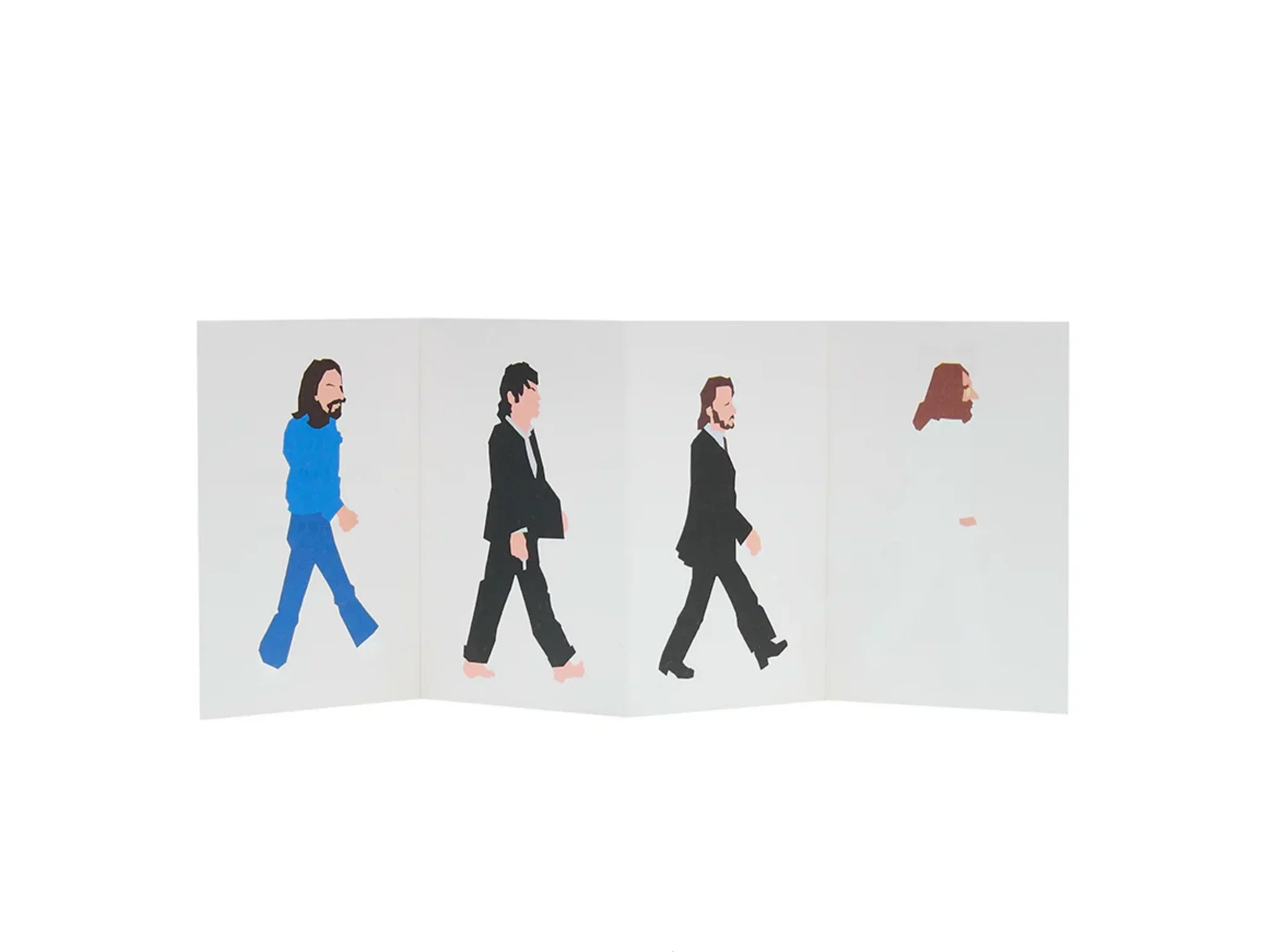 Playforever Abbey Road-inspired folding greeting card, paper, multicolour figures on white
