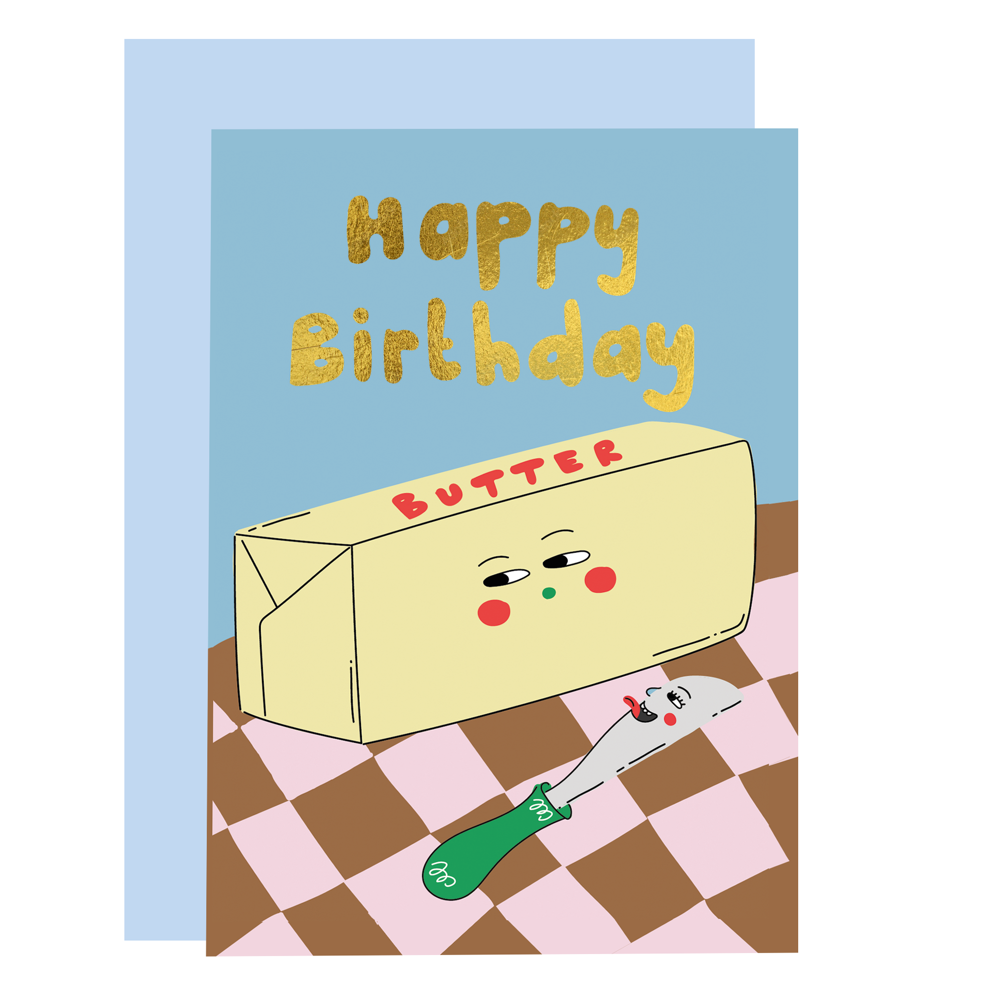 Butter me up - birthday greeting card |gold foil finish