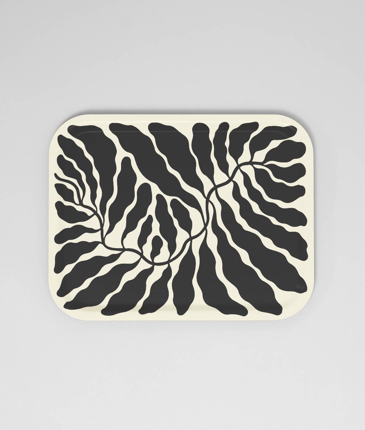 Charcoal Leaves Large Rectangle Birch Serving Tray