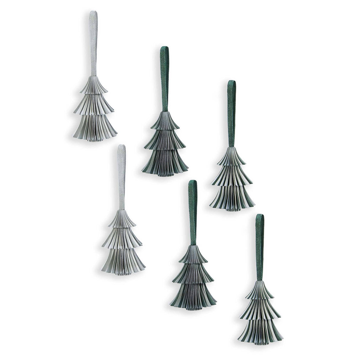 Paper Christmas Tree Decorations, Set of 6 - Tree