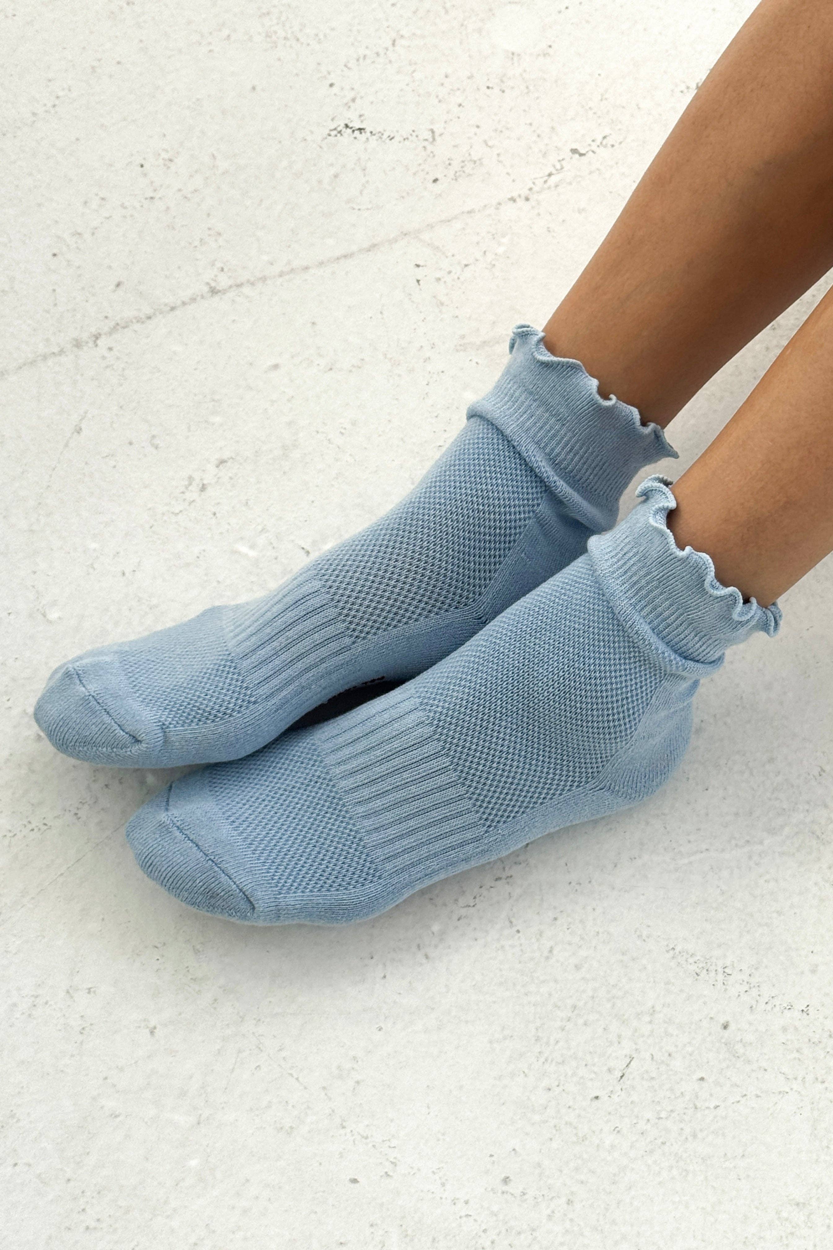 Ruffled Hugger Crew Socks (Wholesale): VINTAGE PINK / BLACK