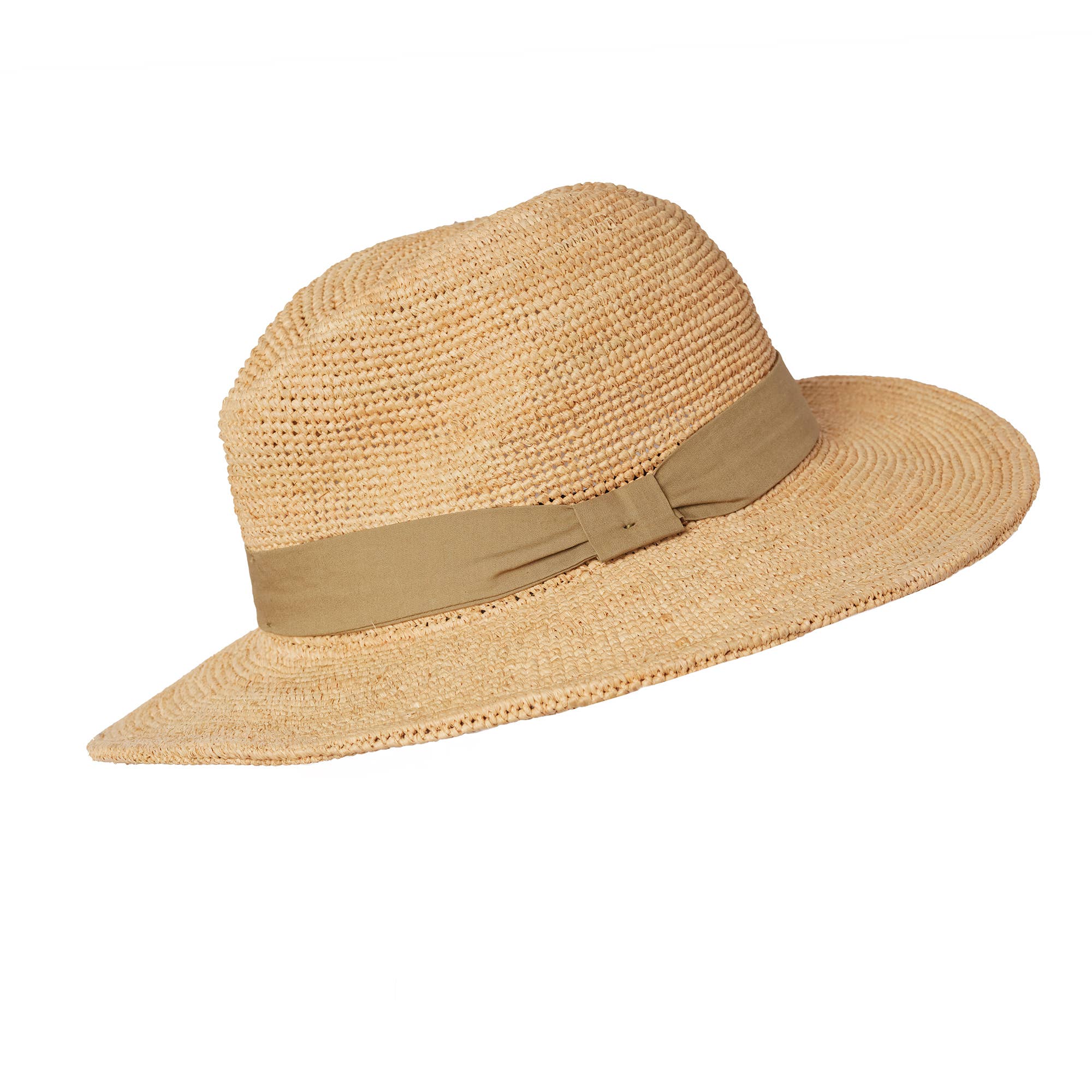 Raffia Hat - Natural Straw with Khaki Band