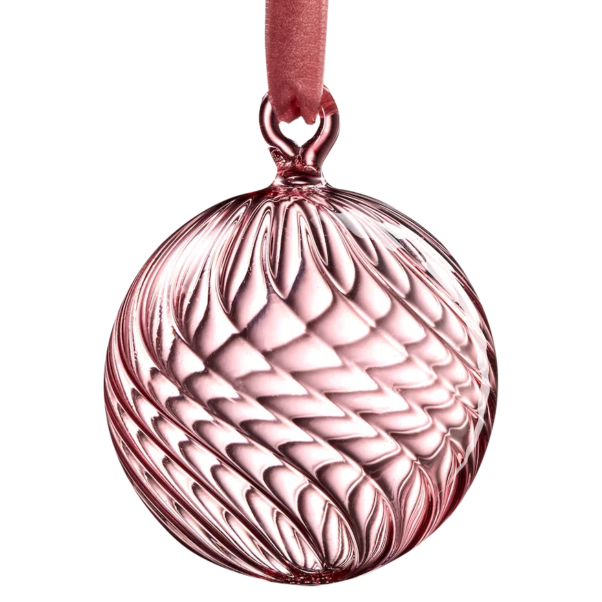 Soho Home pink glass ornament, swirled design, premium Christmas decor