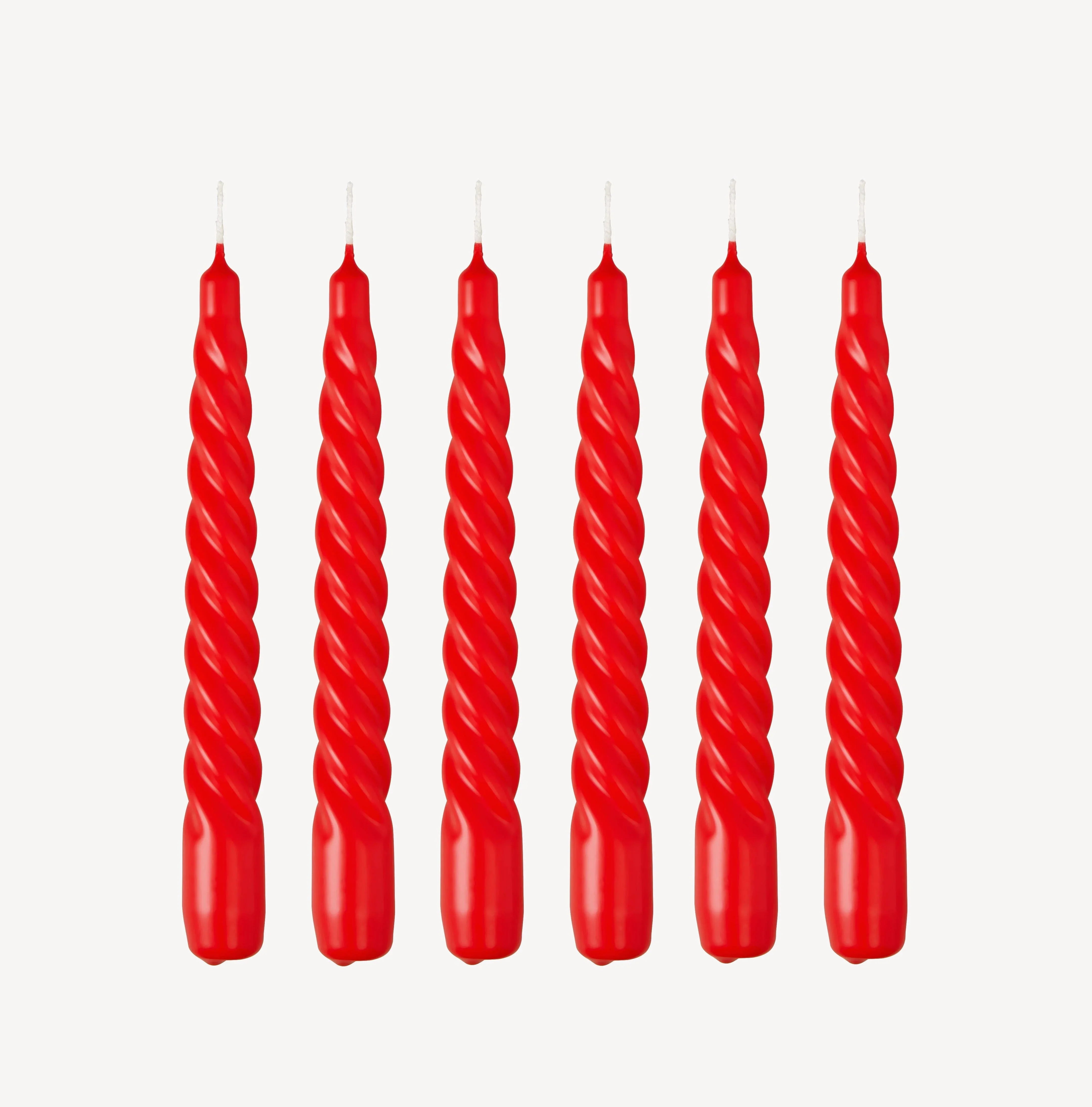 Lex Pott twisted red wax candles set of six, premium spiral design
