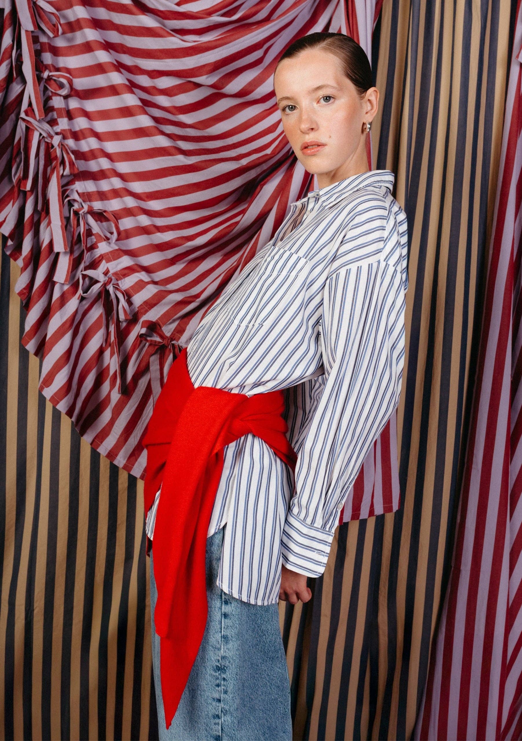 Large Merino Triangle Scarf in Red - TBCo