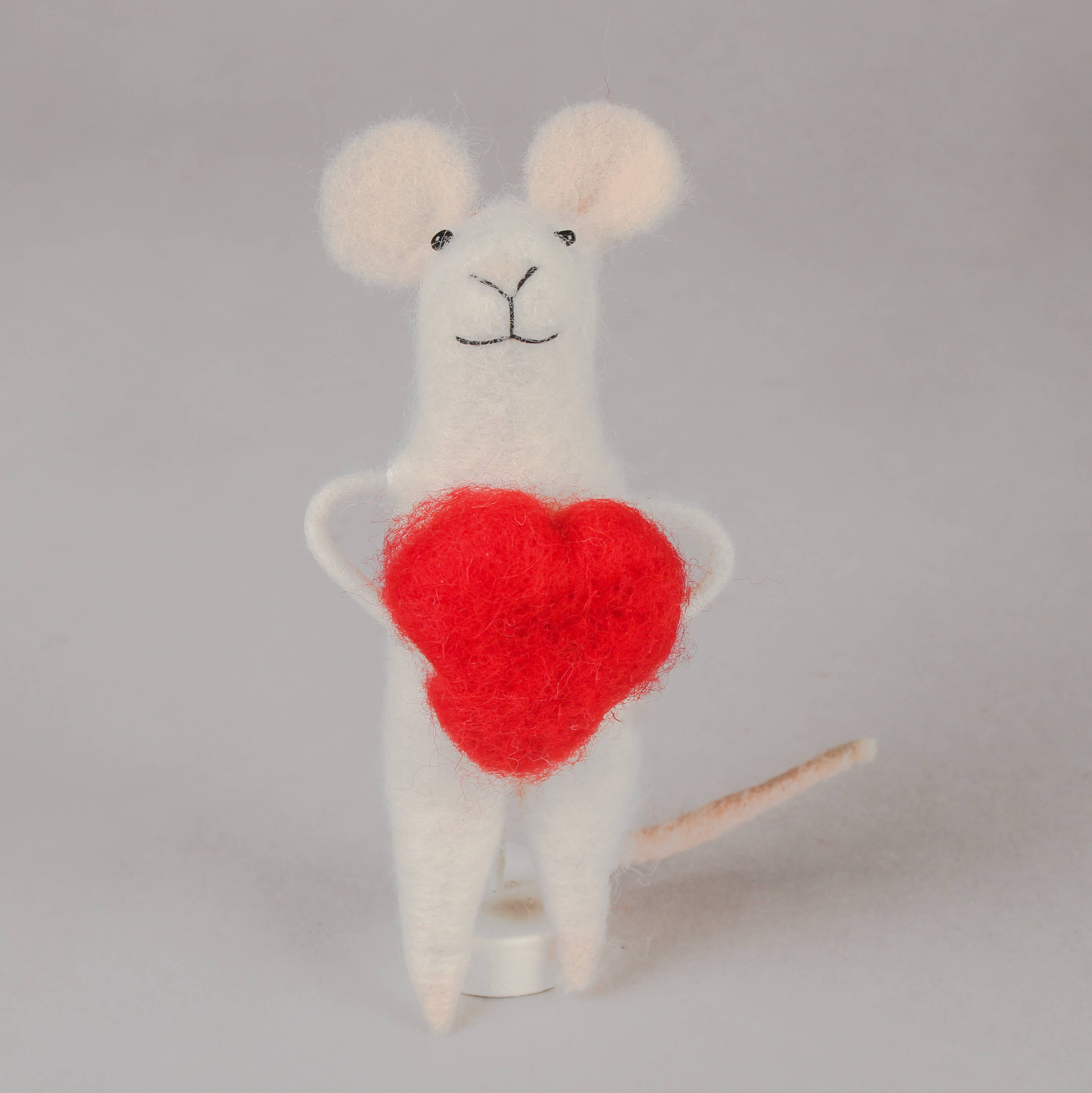 Felt Mouse With Red Love Heart
