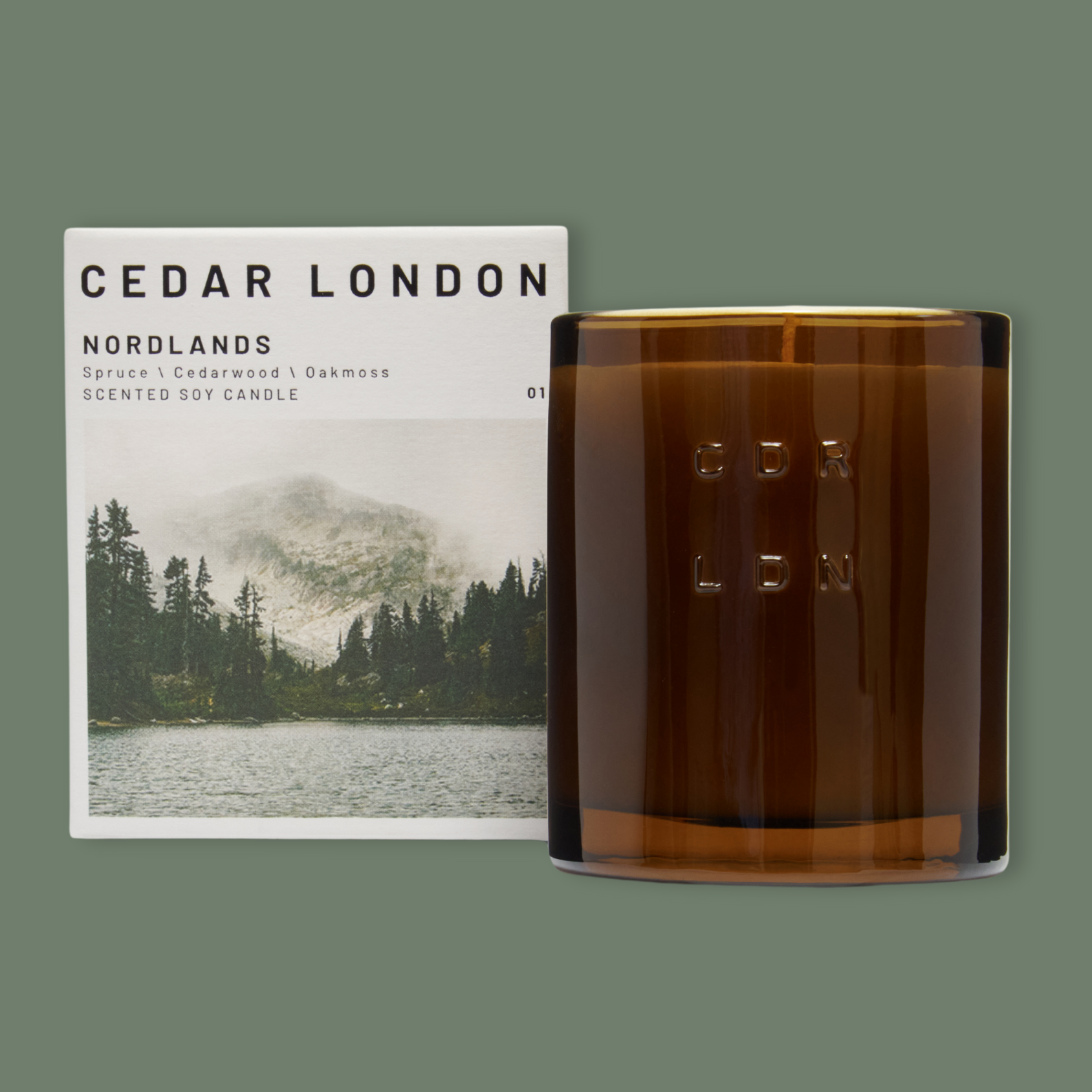 Nordlands Candle: Cedarwood, Oakmoss Scented Pure Soy Candle