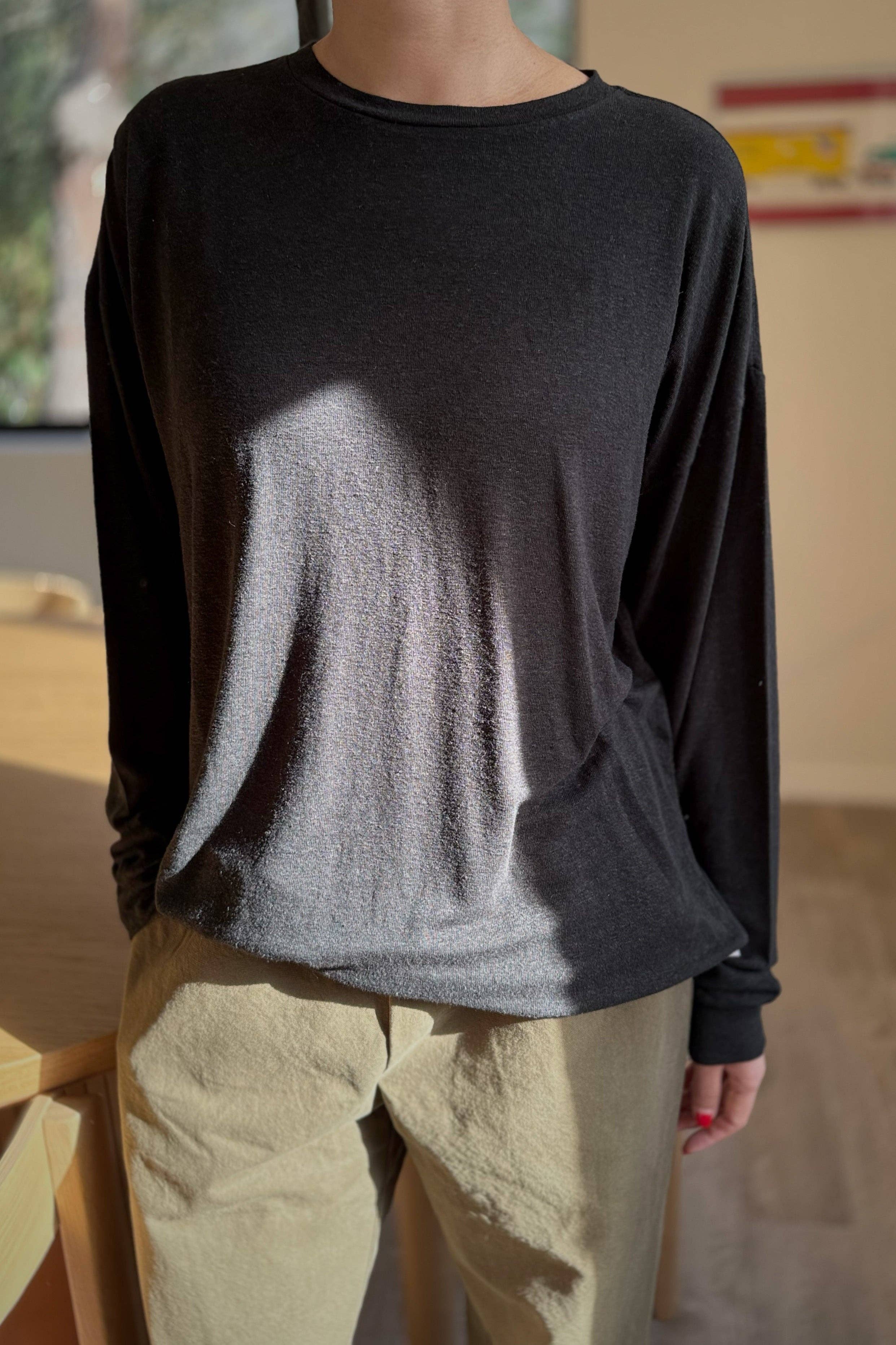 Haze Linen Blend Tee: Moonbeam - Le Bon Shoppe