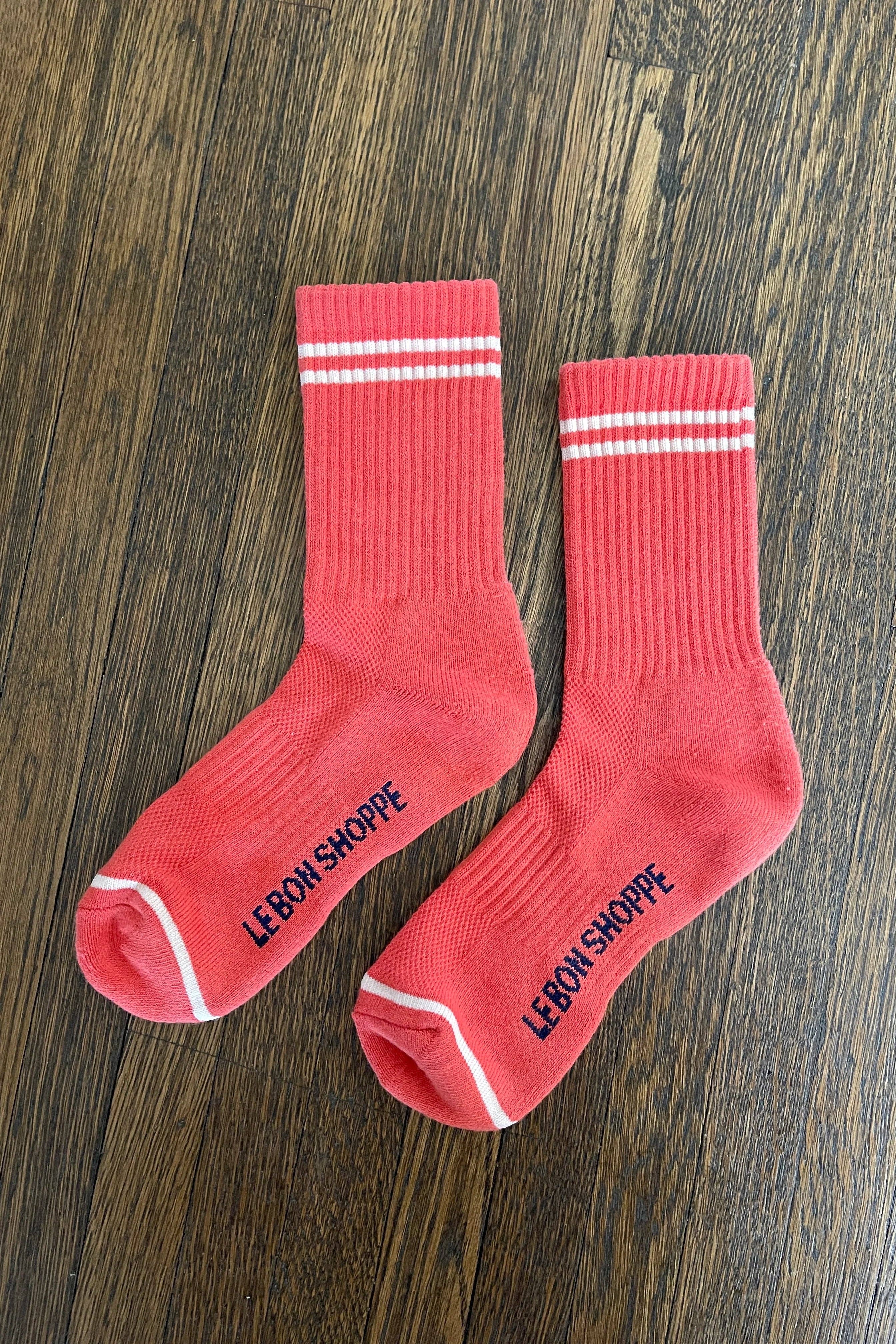 Boyfriend Socks in Coral — Le Bon Shoppe