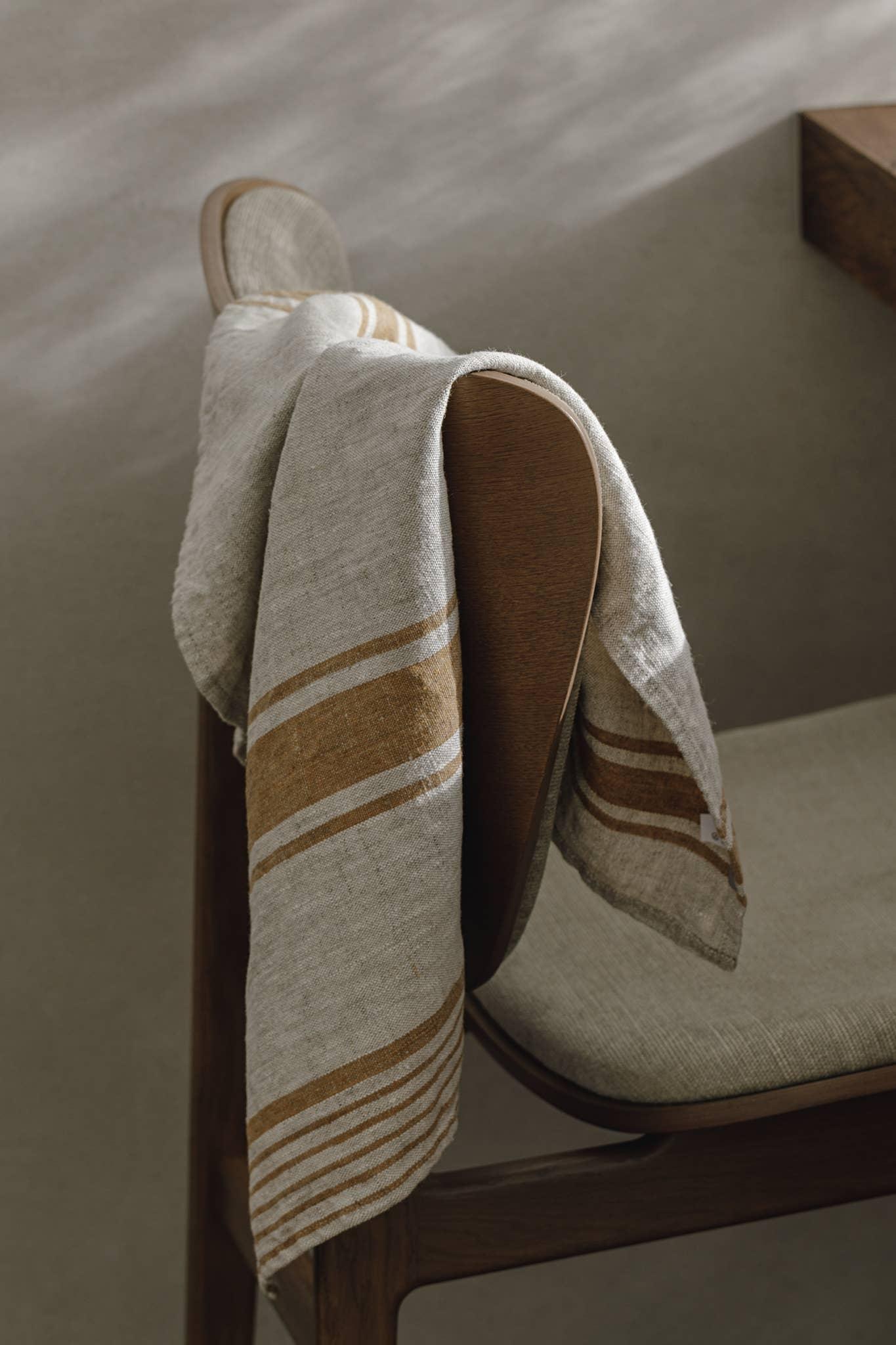 Linen Tea Towel / Sandy stripes by Dodesign