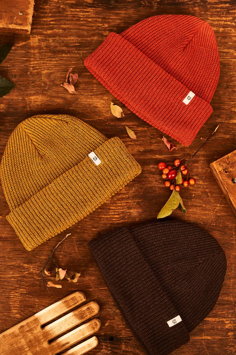 Dark Goldenrod Upcycled Cotton Watchcap: One Size