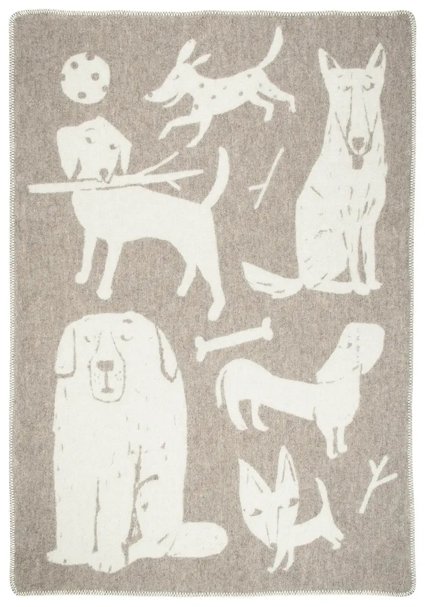 Koirapuisto Wool Blanket — Beige-White