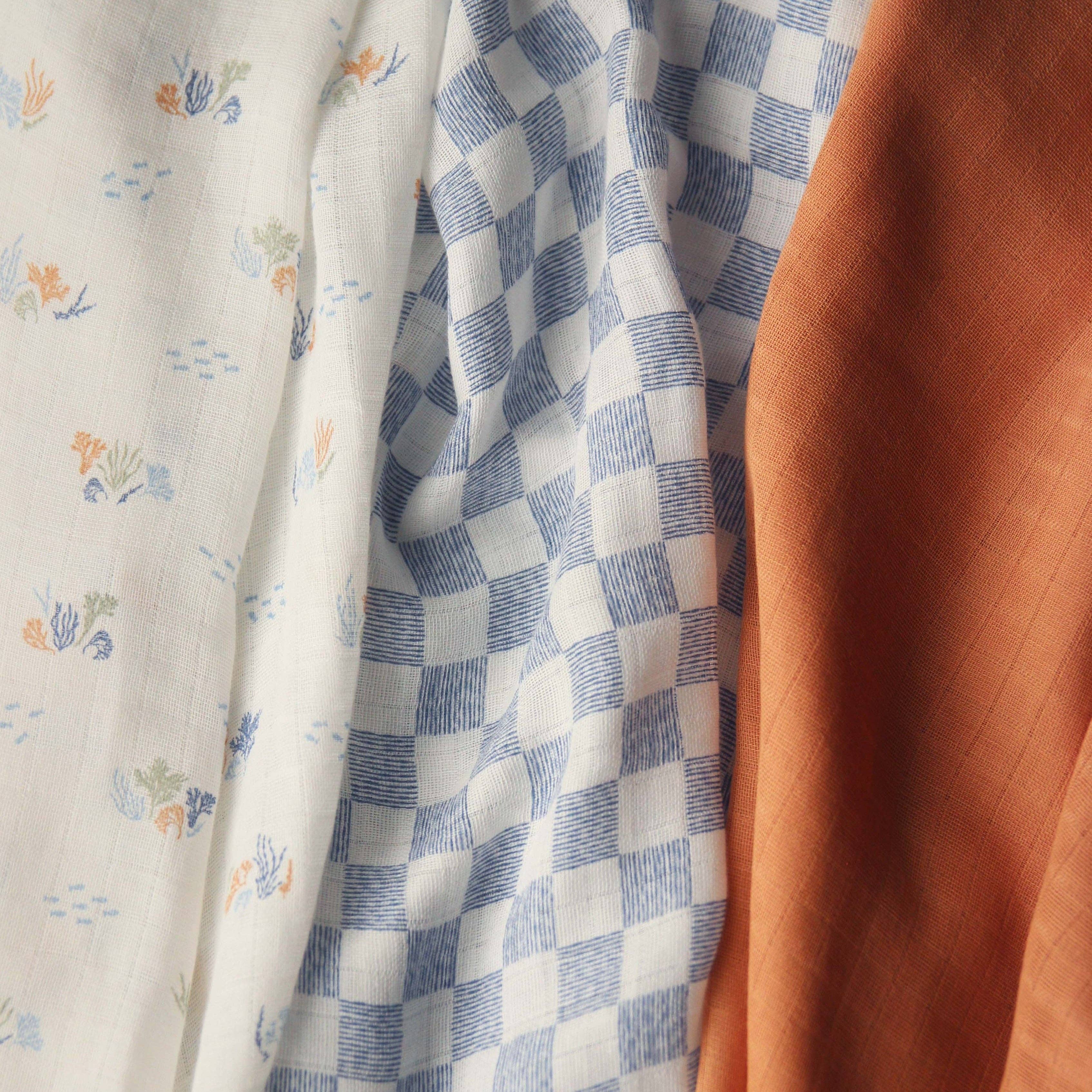 Avery Row Organic Cotton Baby Muslin Squares Set of 3 - Coastline