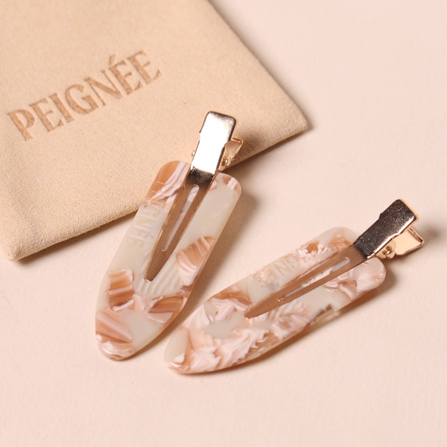 Nougat hair clips (Pair) - Peignee Paris