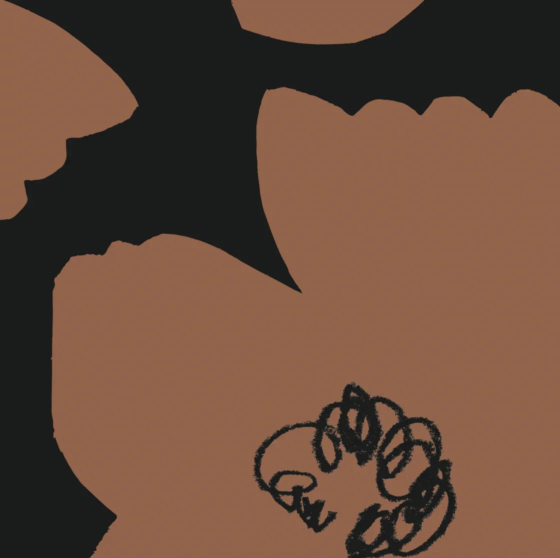 En Gold abstract brown and black graphic print, minimalist premium art decor