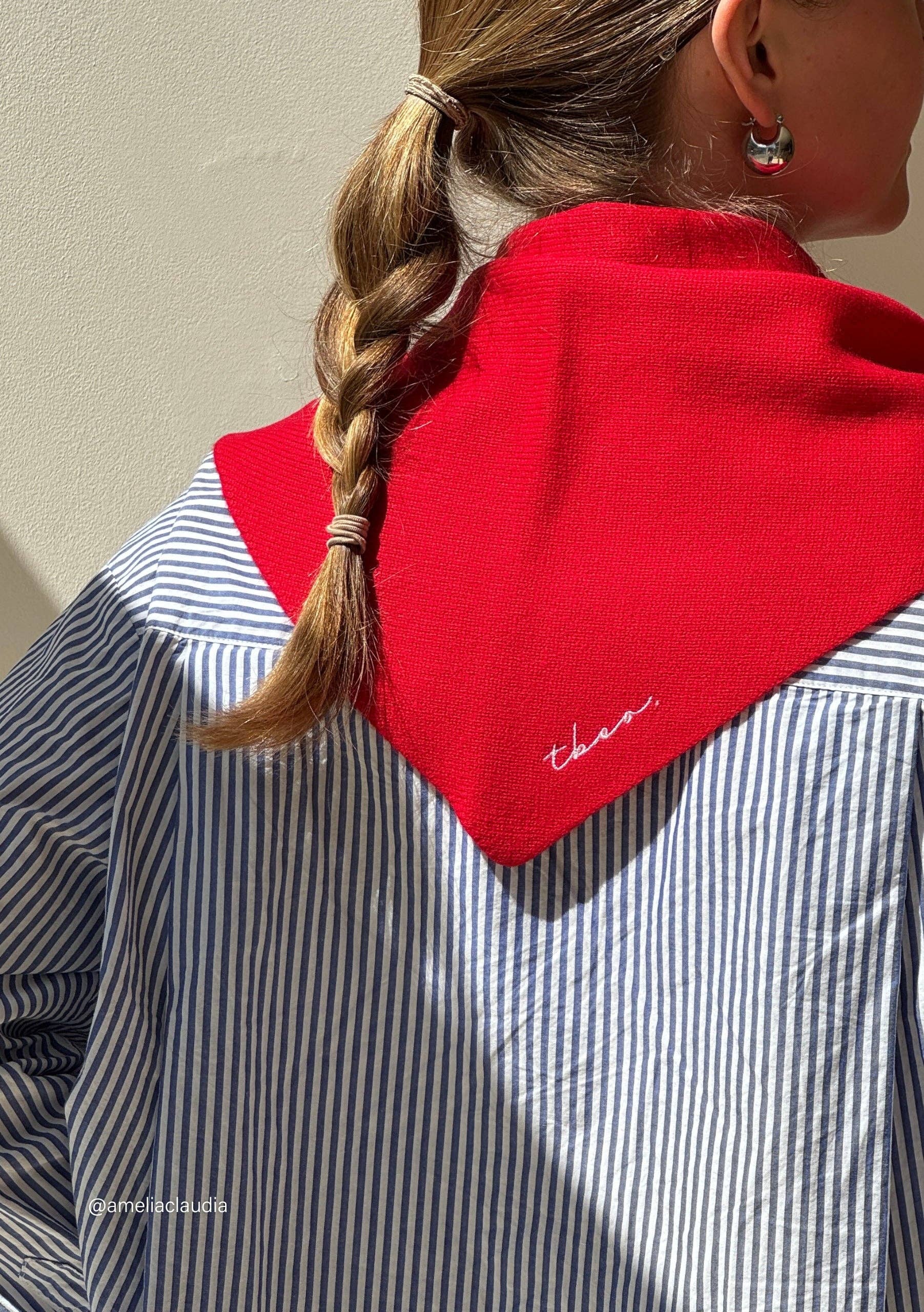 Merino Triangle Scarf in Red - TBCo