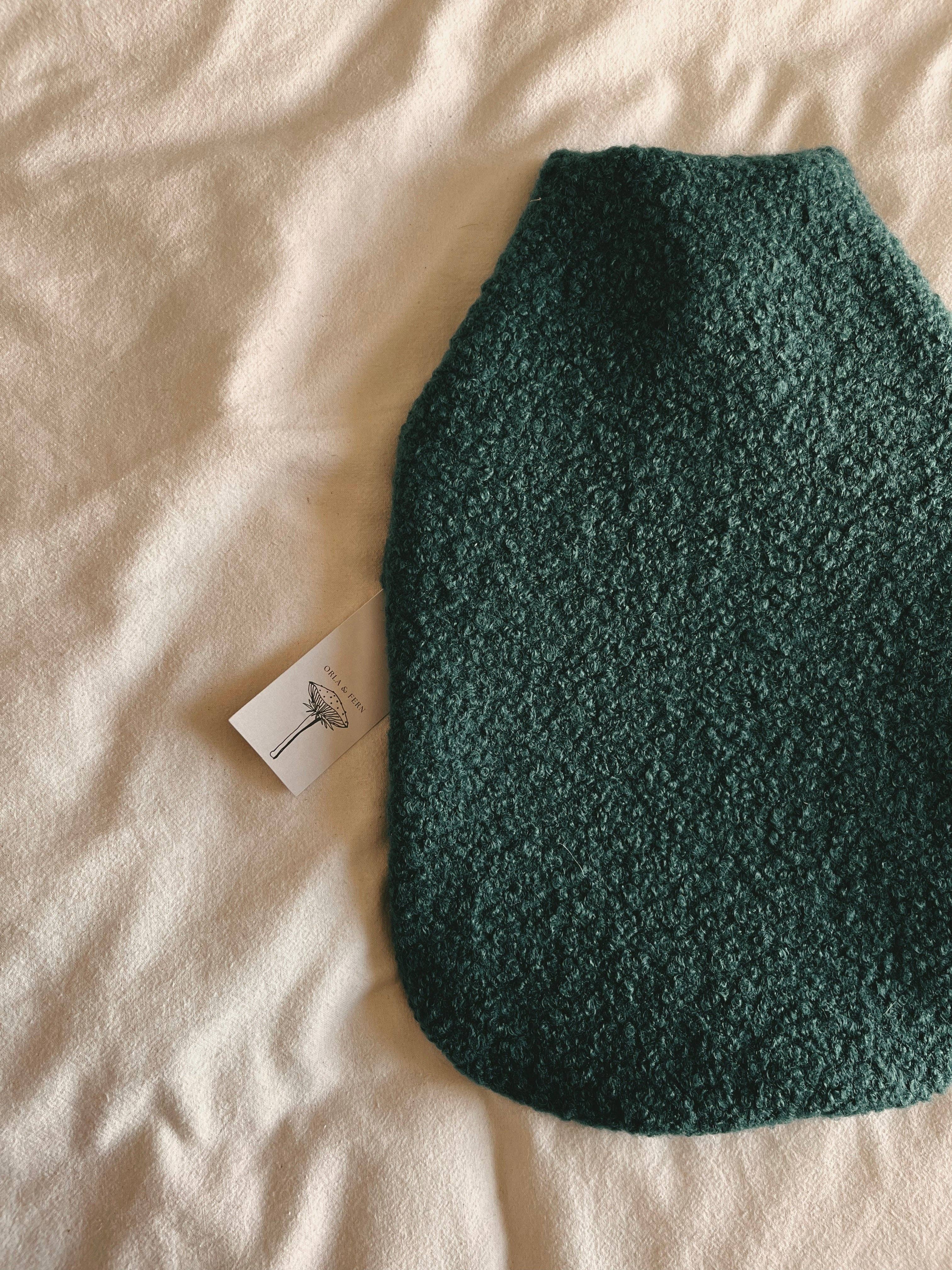 Hot water bottle - Boucle wool - Green