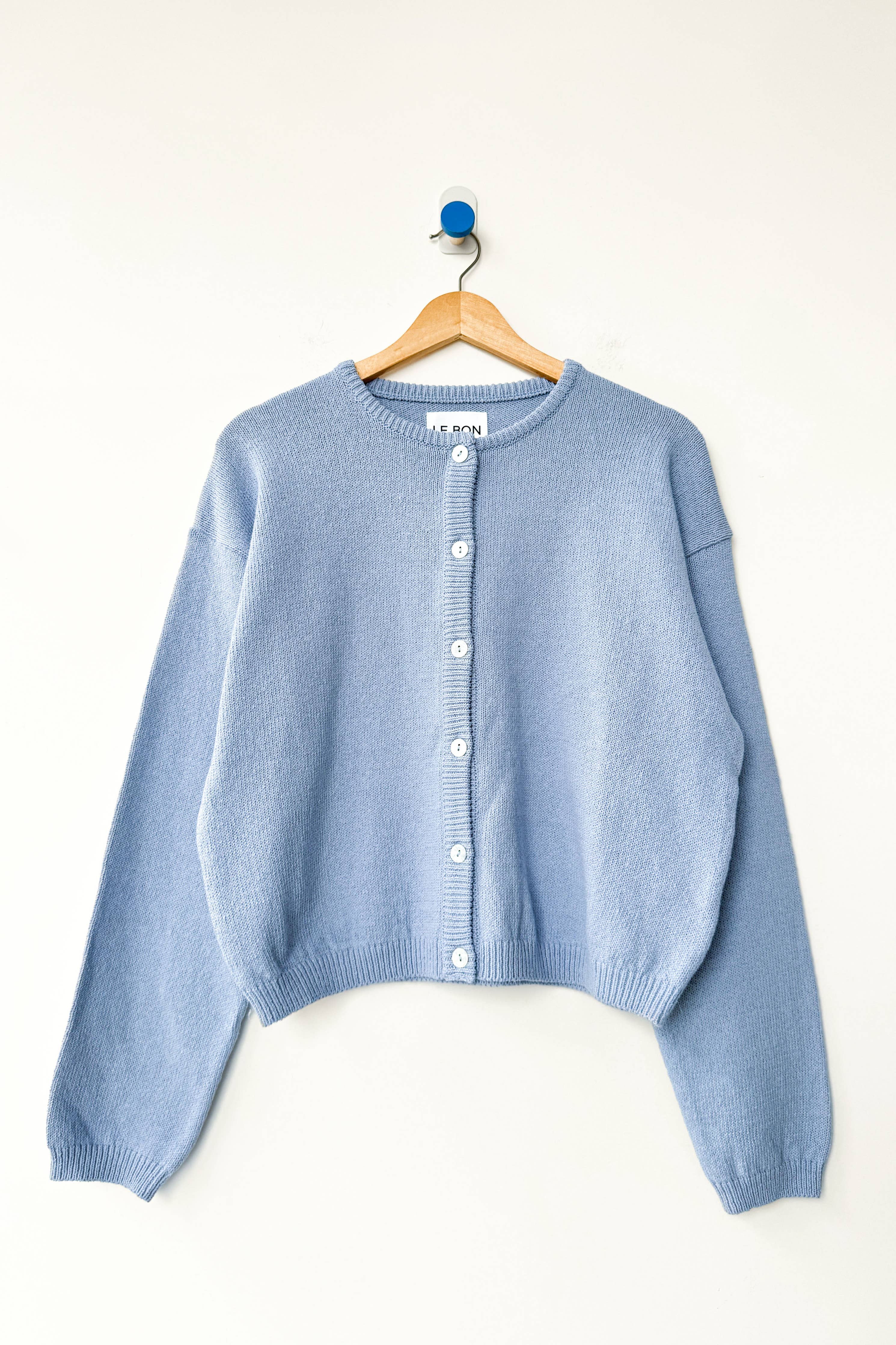 Leila Cotton Cardigan in Cornflower - Le Bon Shoppe