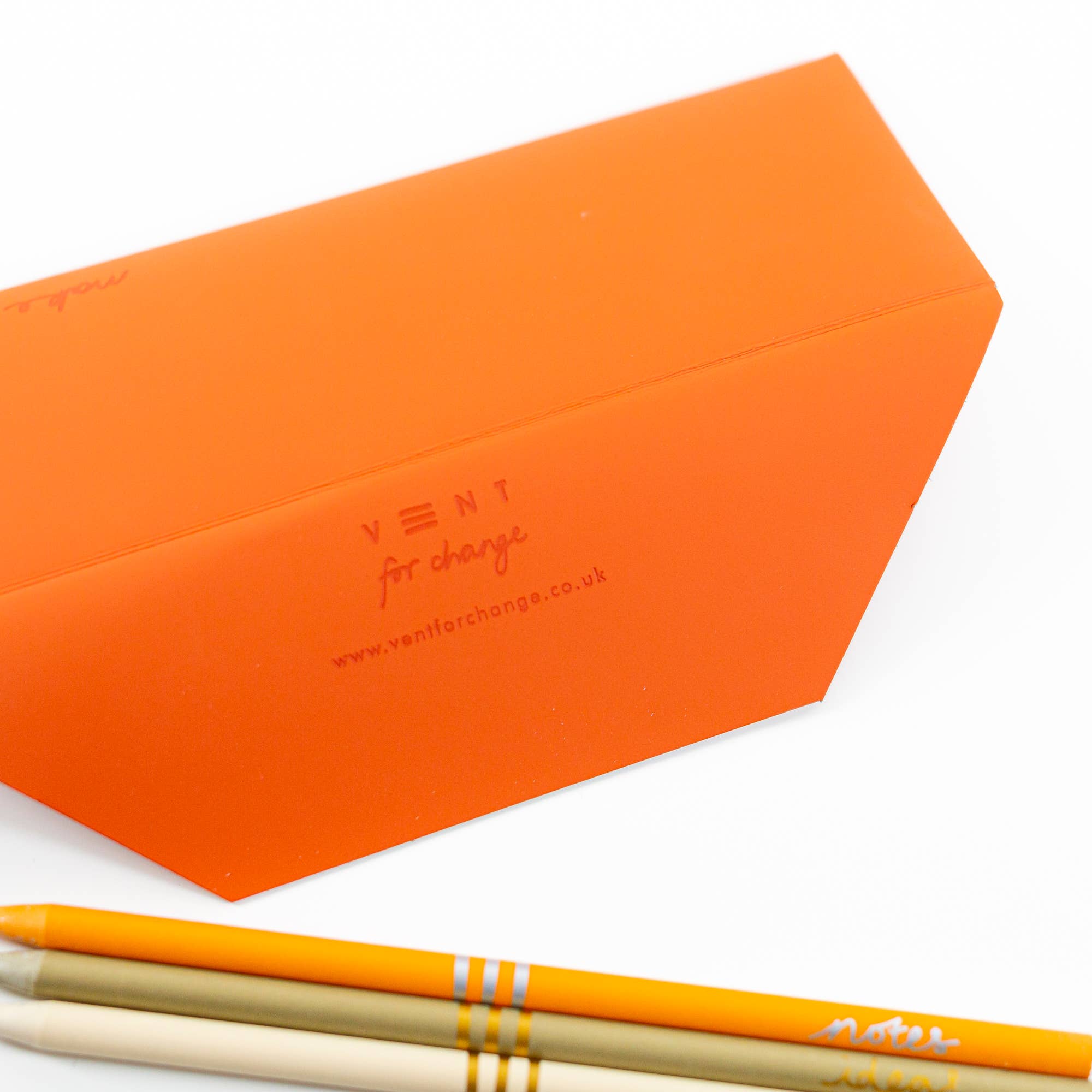 Recycled Leather Pen & Pencil Case | Handmade - Orange Pouch