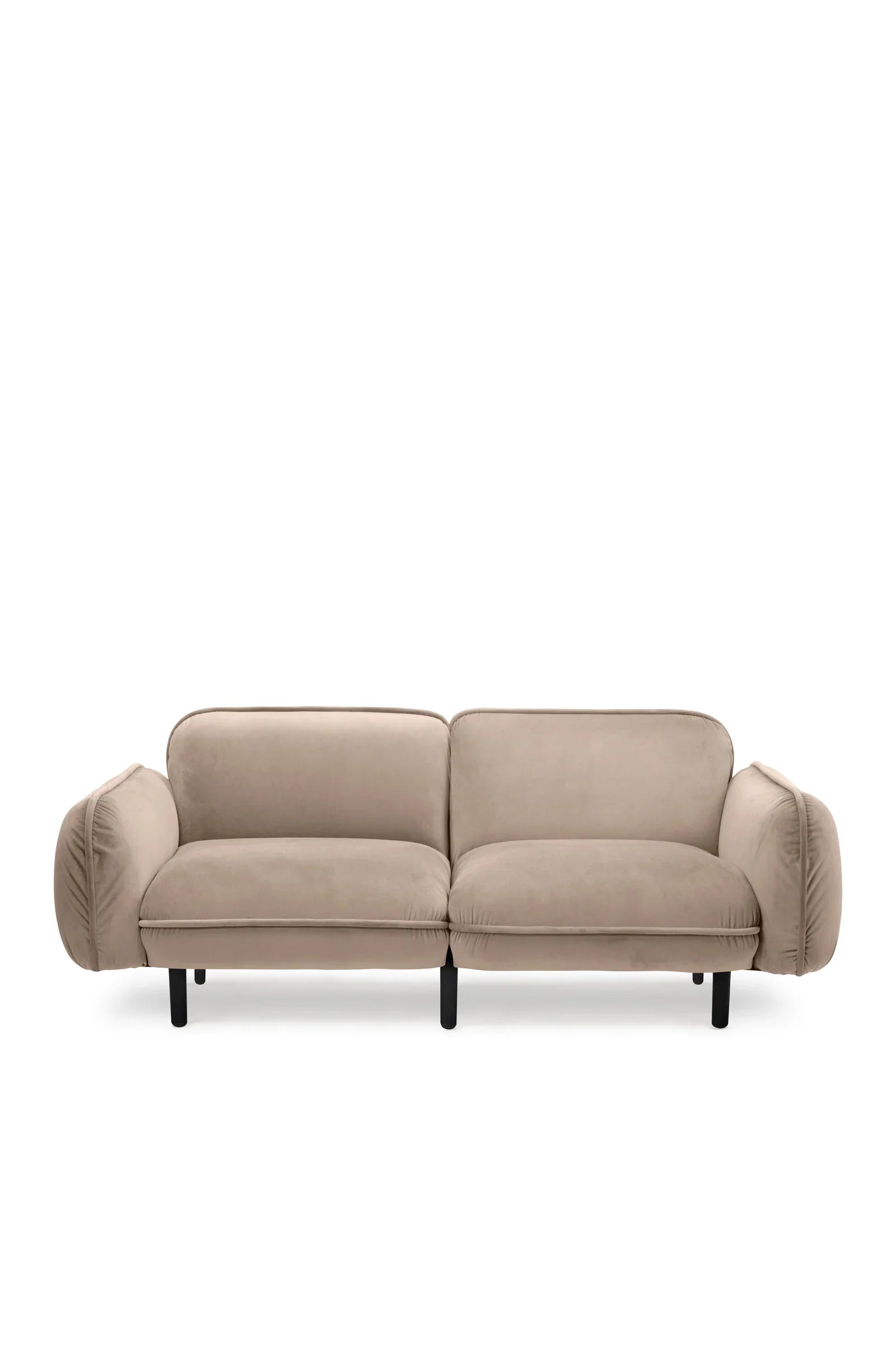 Bsofa beige velvet modern sofa with black legs, premium minimalist design