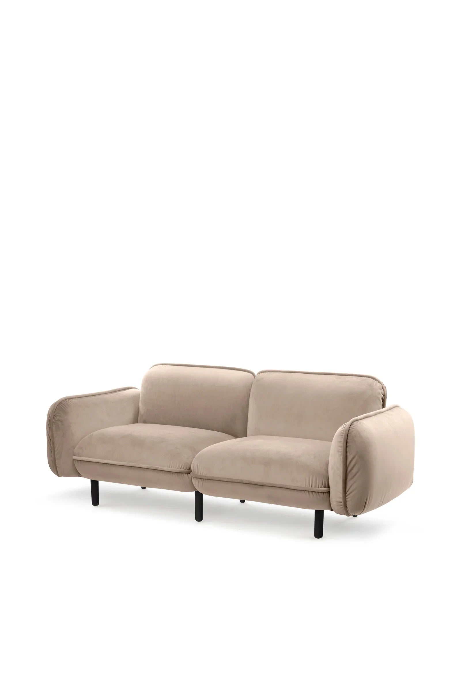 Bsofá modern beige velvet sofa with black metal legs, premium minimalist seating