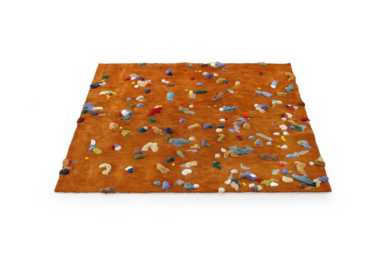 cc-tapis Chaos L brown wool and silk rug with multicolour tufted accents