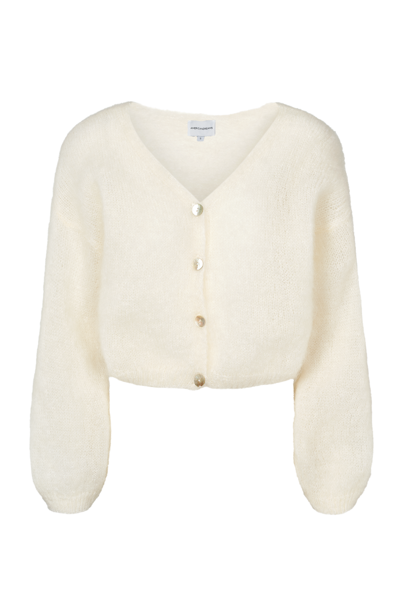 Cornelia Cropped Cardigan in White — American Dreams