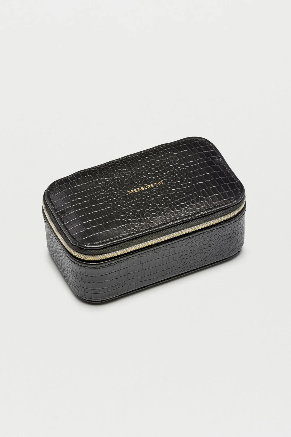 Treasure Me Mini Jewellery Box - Black Croc Embossed