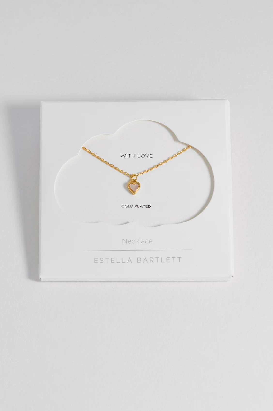 Gold Plated Pink Pearl Heart Necklace - Estella Bartlett