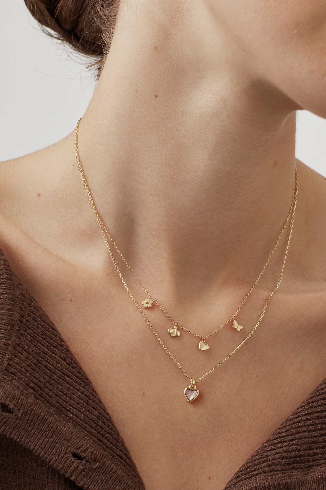 Gold Plated Pink Pearl Heart Necklace - Estella Bartlett