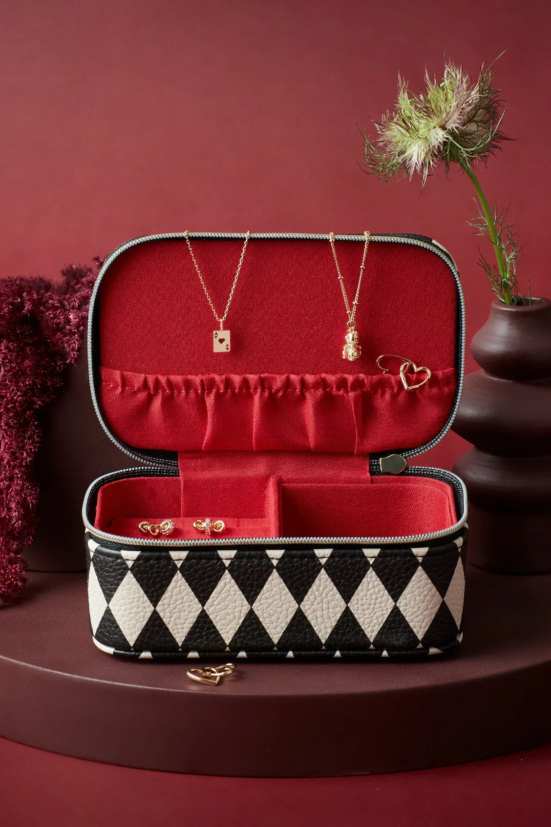 Harlequin Print Mini Jewellery Box - Black Harlequin