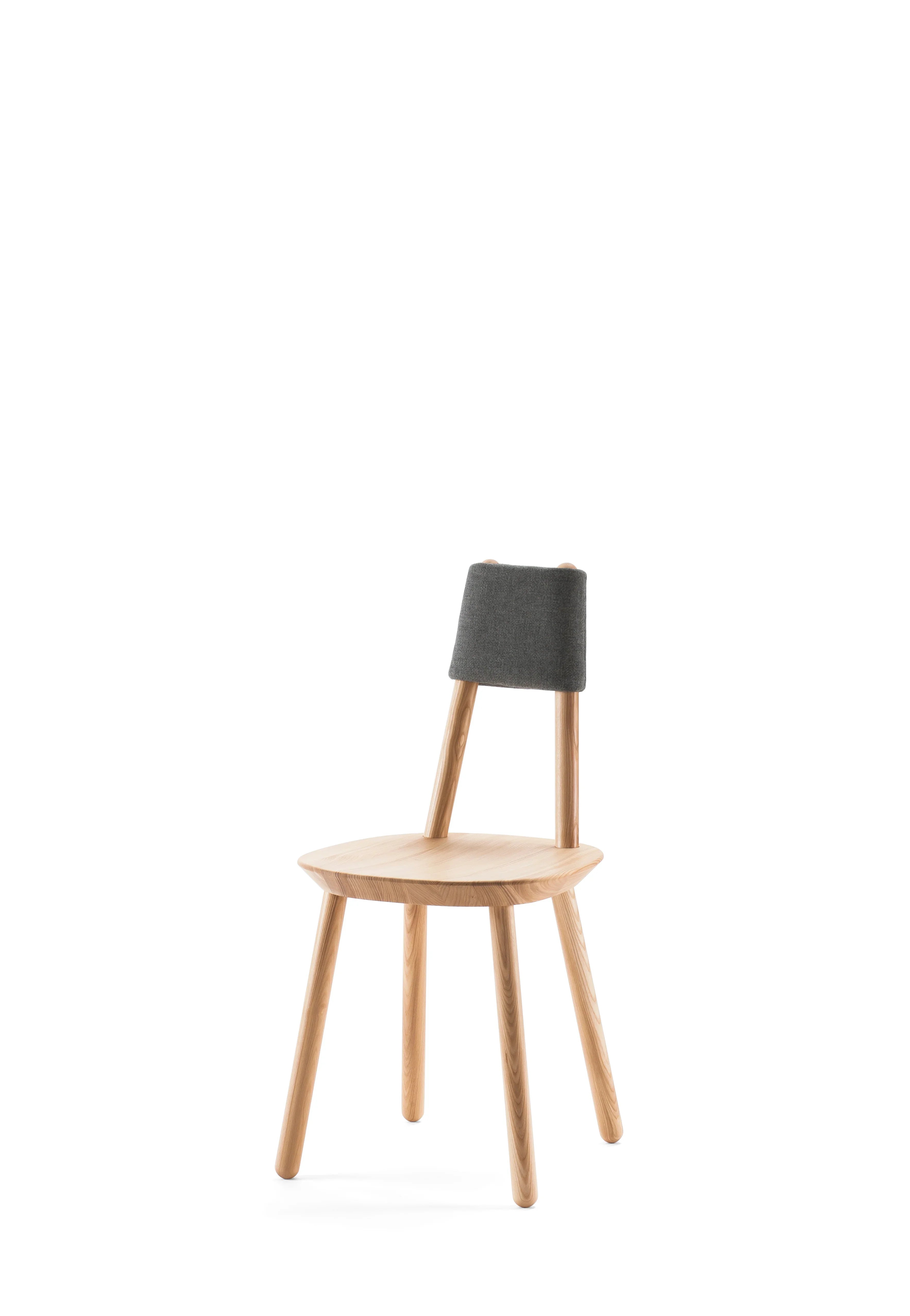 Nash contemporary wooden chair with light oak frame and dark grey fabric backrest