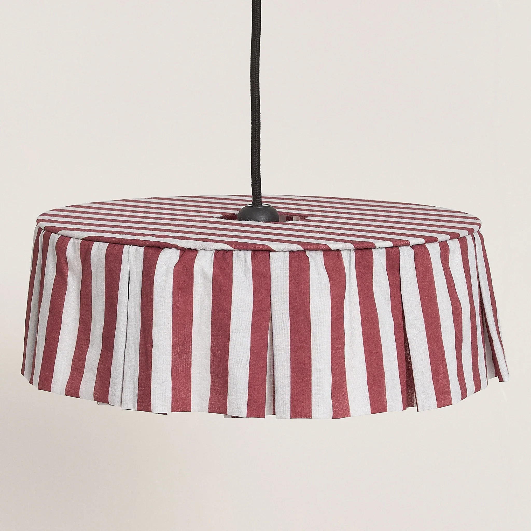 Nobodinoz maroon striped cotton lampshade, 40cm diameter, premium lighting decor