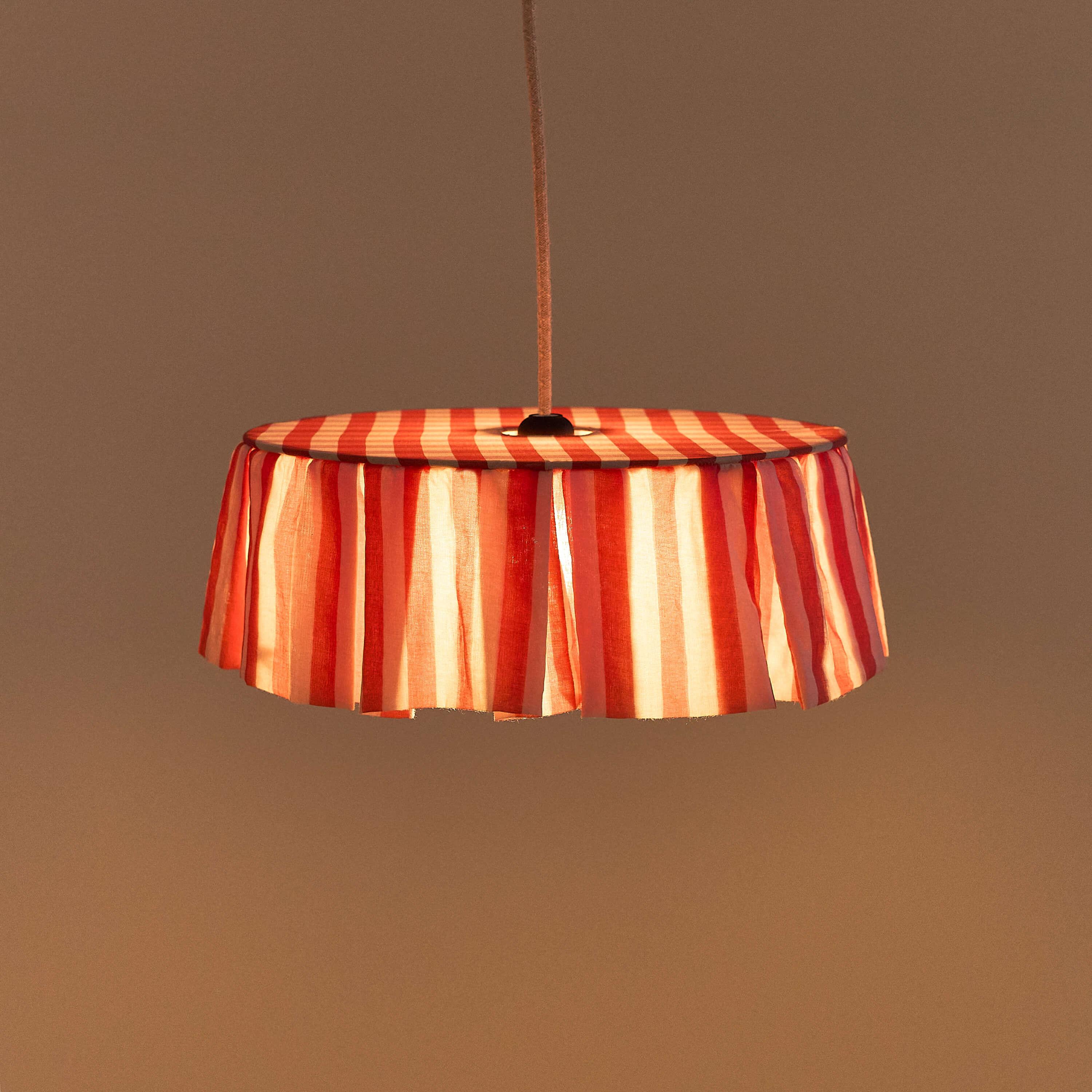 Nobodinoz Vibes lampshade, cotton, red stripes, premium modern lighting decor