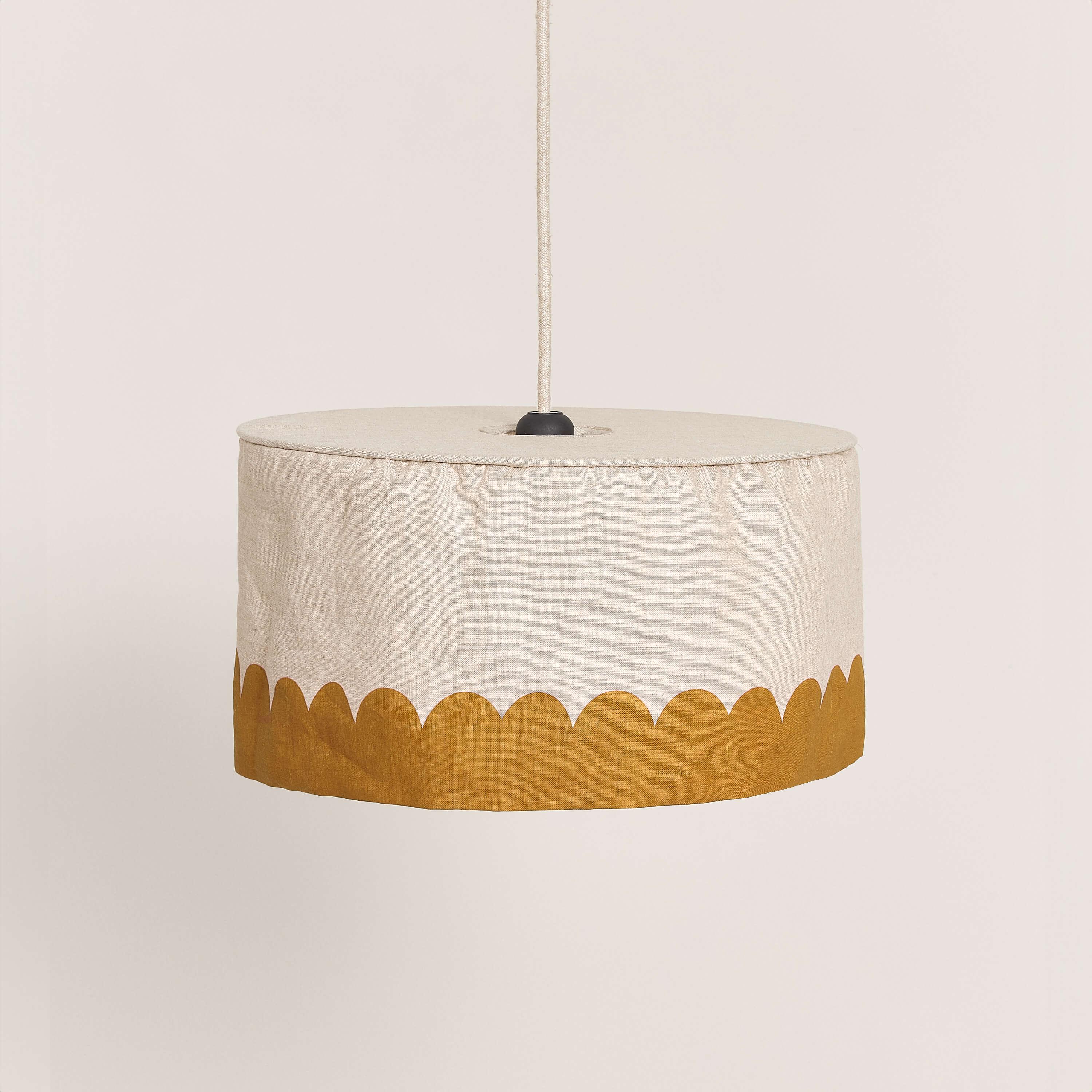 Nobodinoz linen lampshade, 40cm, mustard and natural color, premium fabric lighting