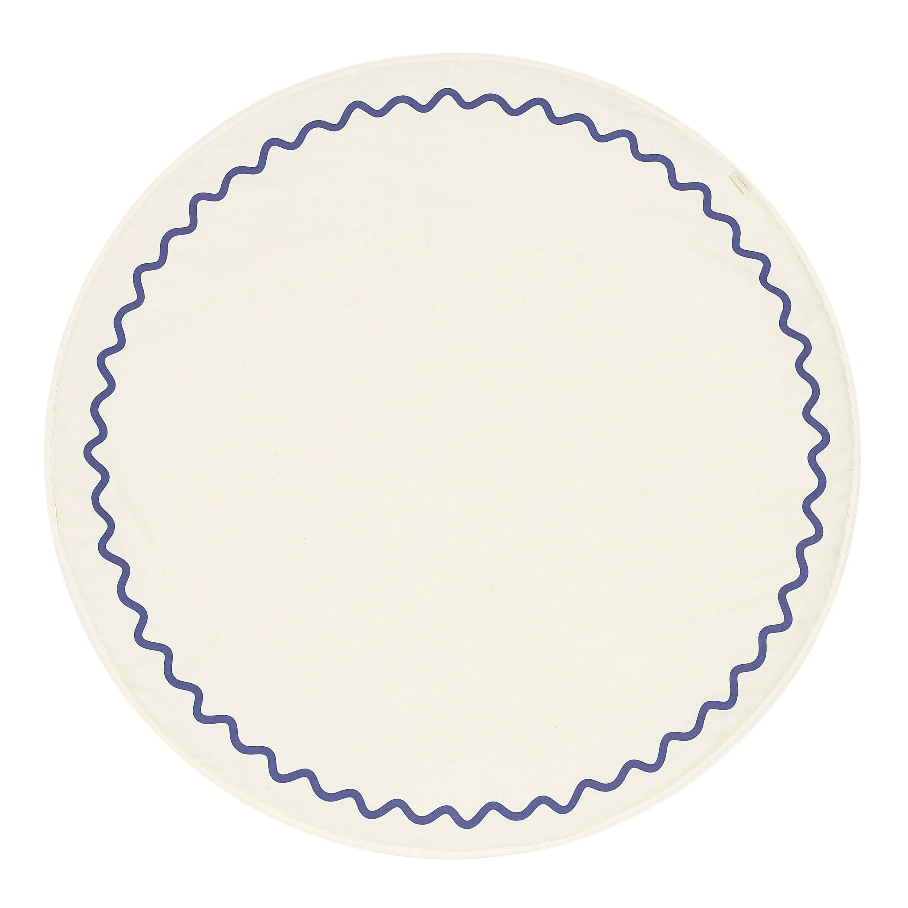 Nobodinoz Vibes blue cotton round playmat with wavy border design