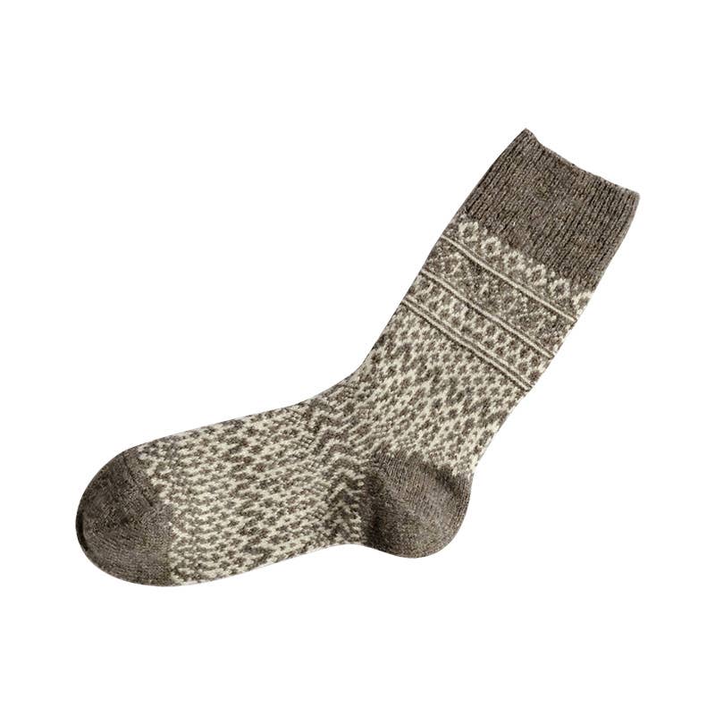 NK0101 Wool Jacquard Socks: Wine / M (USM7-9/USW8-10/EUR40-43)